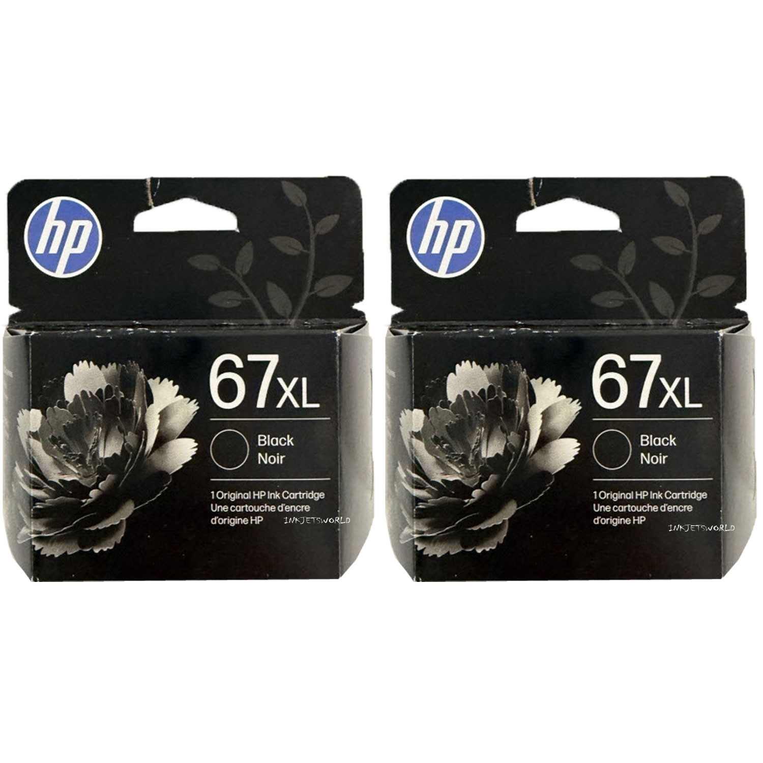 2pcs HP 67XL Black Ink Cartridges Genuine NEW