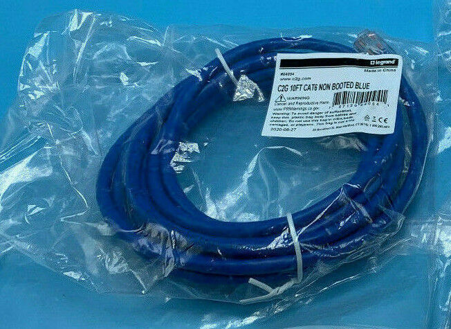 C2G 04094 Cat5e Non-Booted Unshielded Network Patch Cable 10FT Blue LOT OF 10