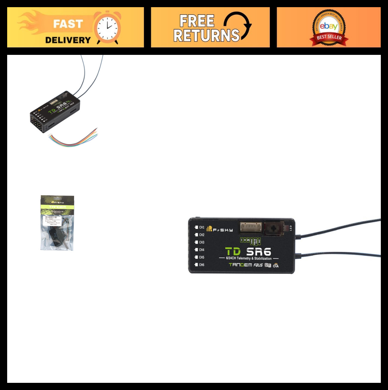 Dual-Band 2.4G/900M Receiver with 6 PWM Channels, Stabilization & Black Box Tele