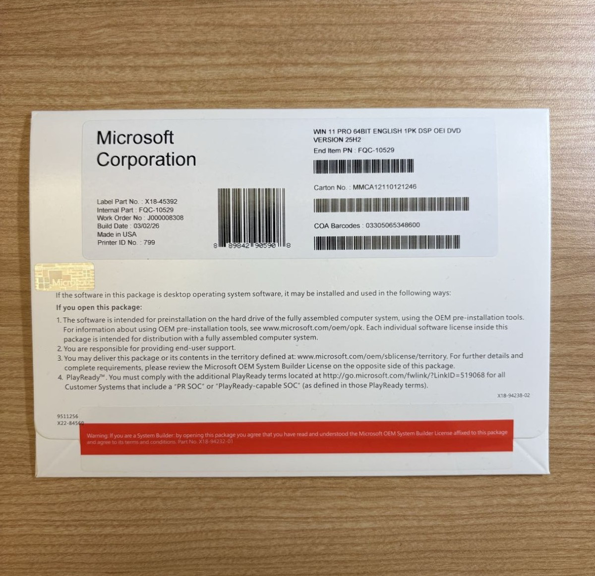Windows 11 Pro 64 Bit DVD & Product Key Genuine Key Factory Sealed USA