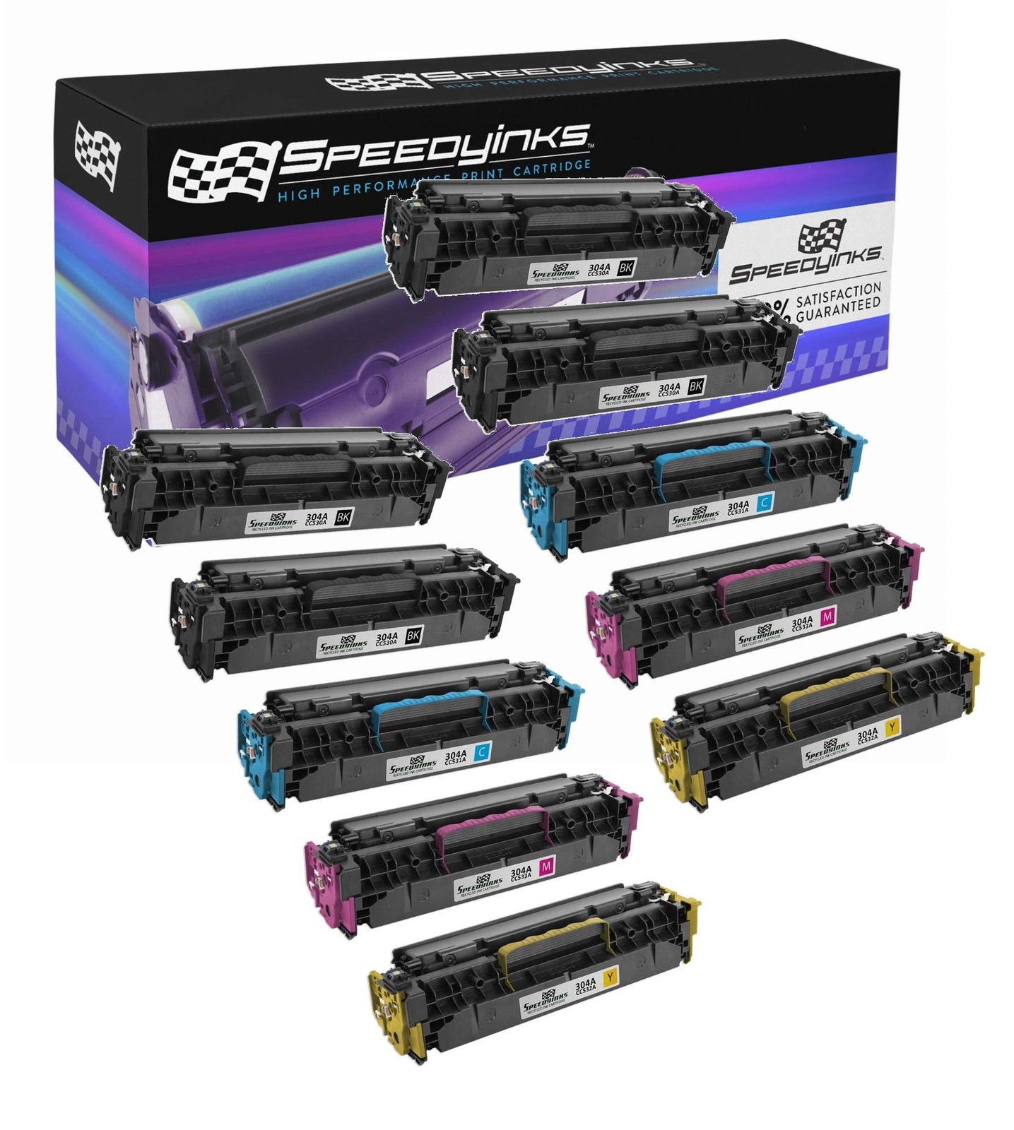 10pk Reman HP 304A 4x CC530A Blk 2ea CC531A Cya CC532A Yel CC533A Mag CM2320fxi