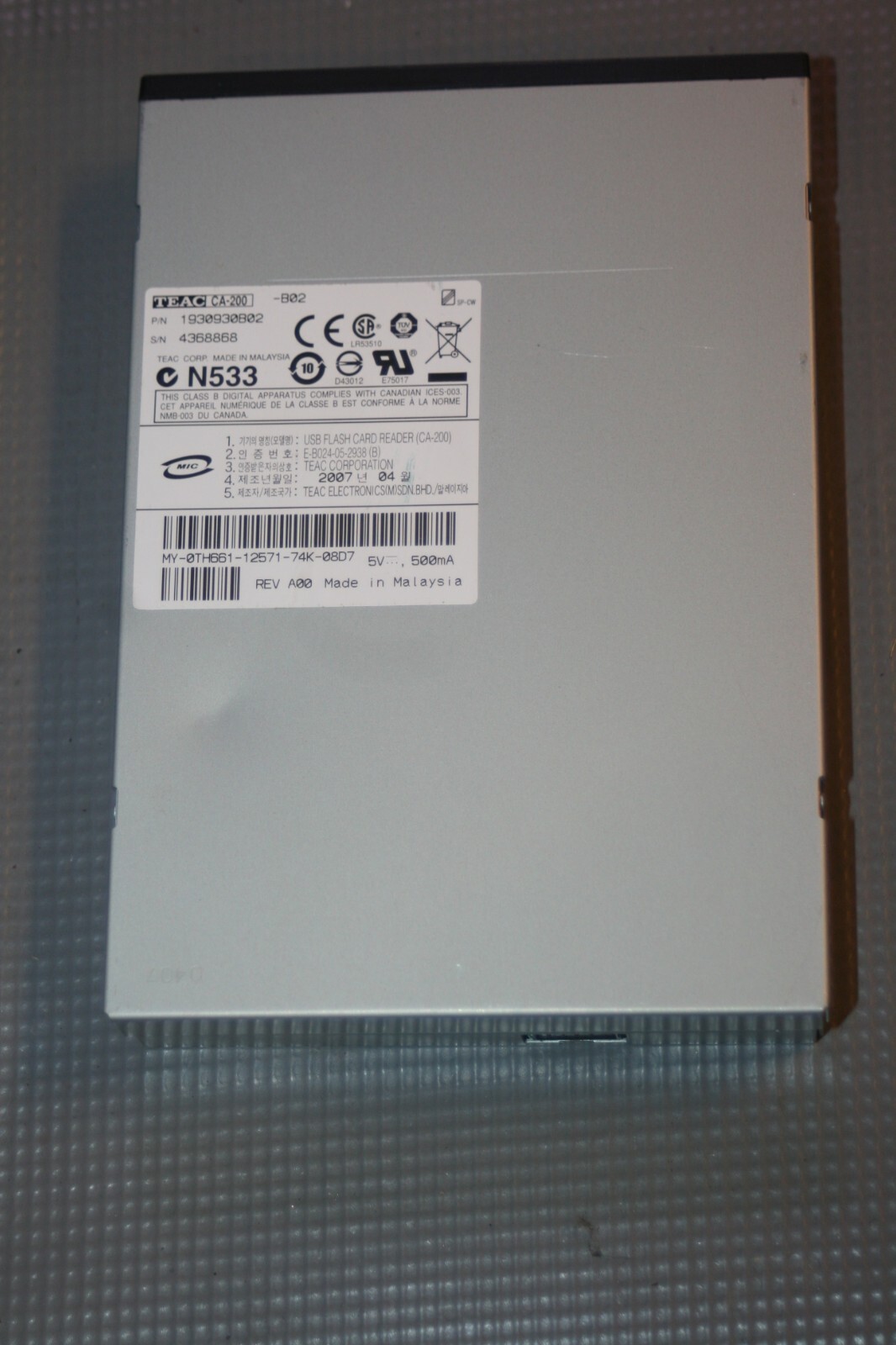 Dell TEAC CA-200 1930930B02 Internal Flash Memory Media Card Reader