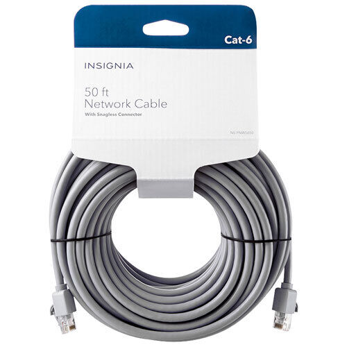 Insignia 15.25m (50ft.) Cat6 Ethernet Cable 1Gbps Gray NS-PNW5650-C