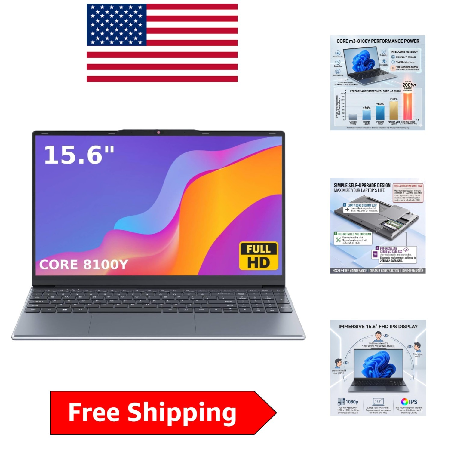 Innovative 15.6" Laptop with FHD IPS Display - Windows 11 & Expandable Storage