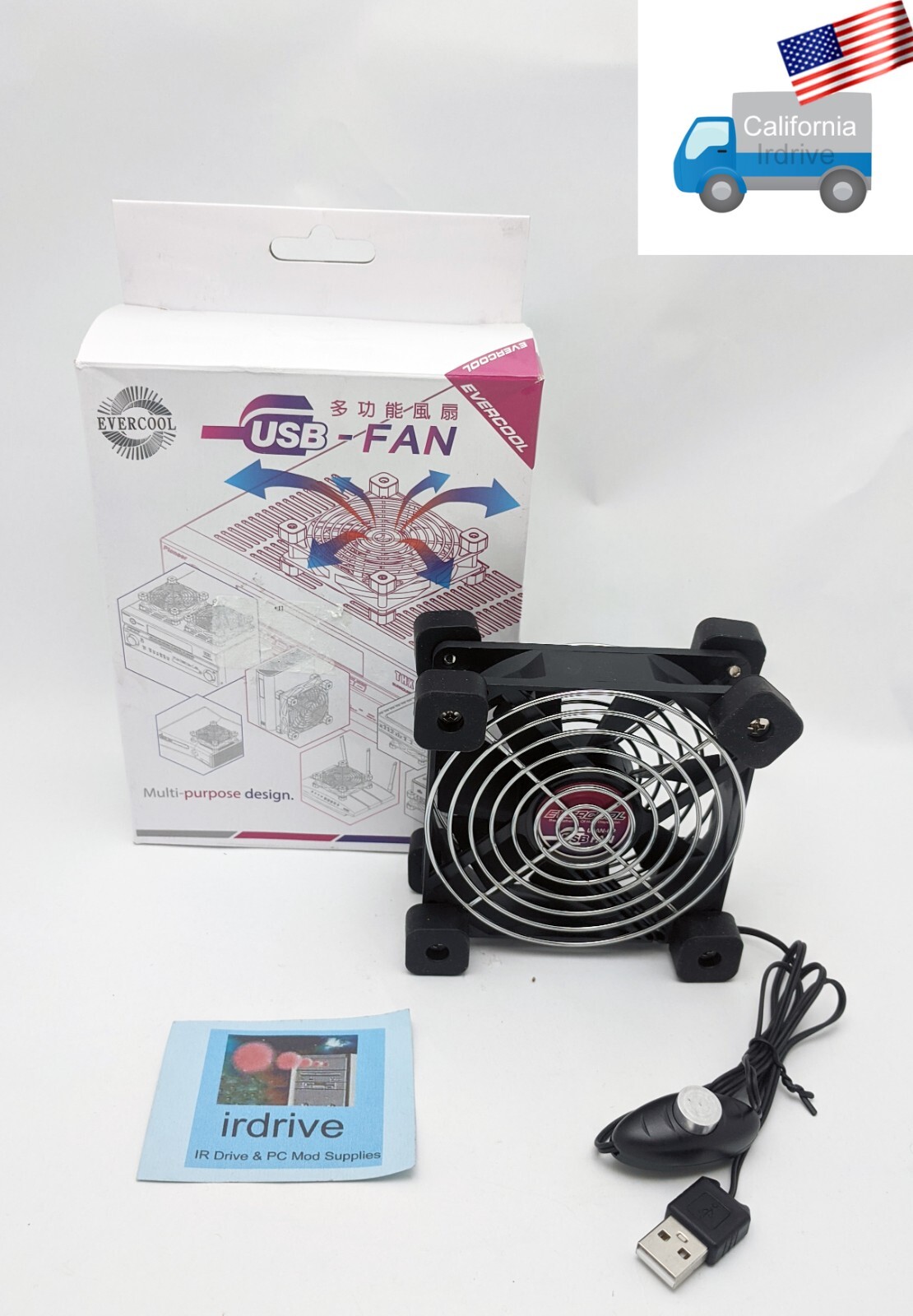Evercool 90mm USB Powered 2-Speed 5V Wireless Router, NUC, & AMP Cooling Fan