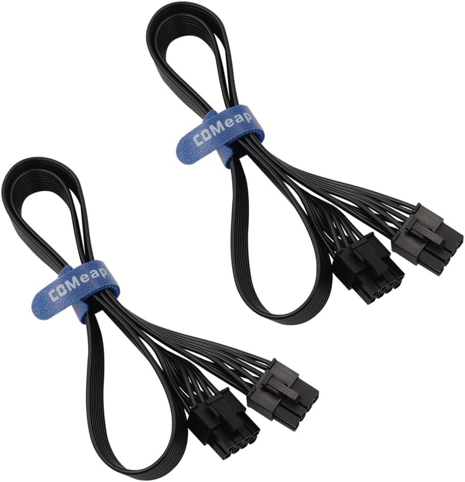 2 Pack 25" PCIe Cable for Seasonic PSUs PCIe 8 Pin Male to PCIe 8 Pin (6+2) Male