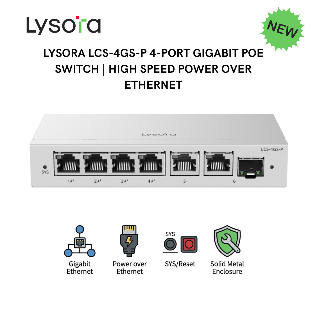 Lysora LCS-4GS-P 4-Port Gigabit Cloud Managed PoE Switch Power Over Ethernet