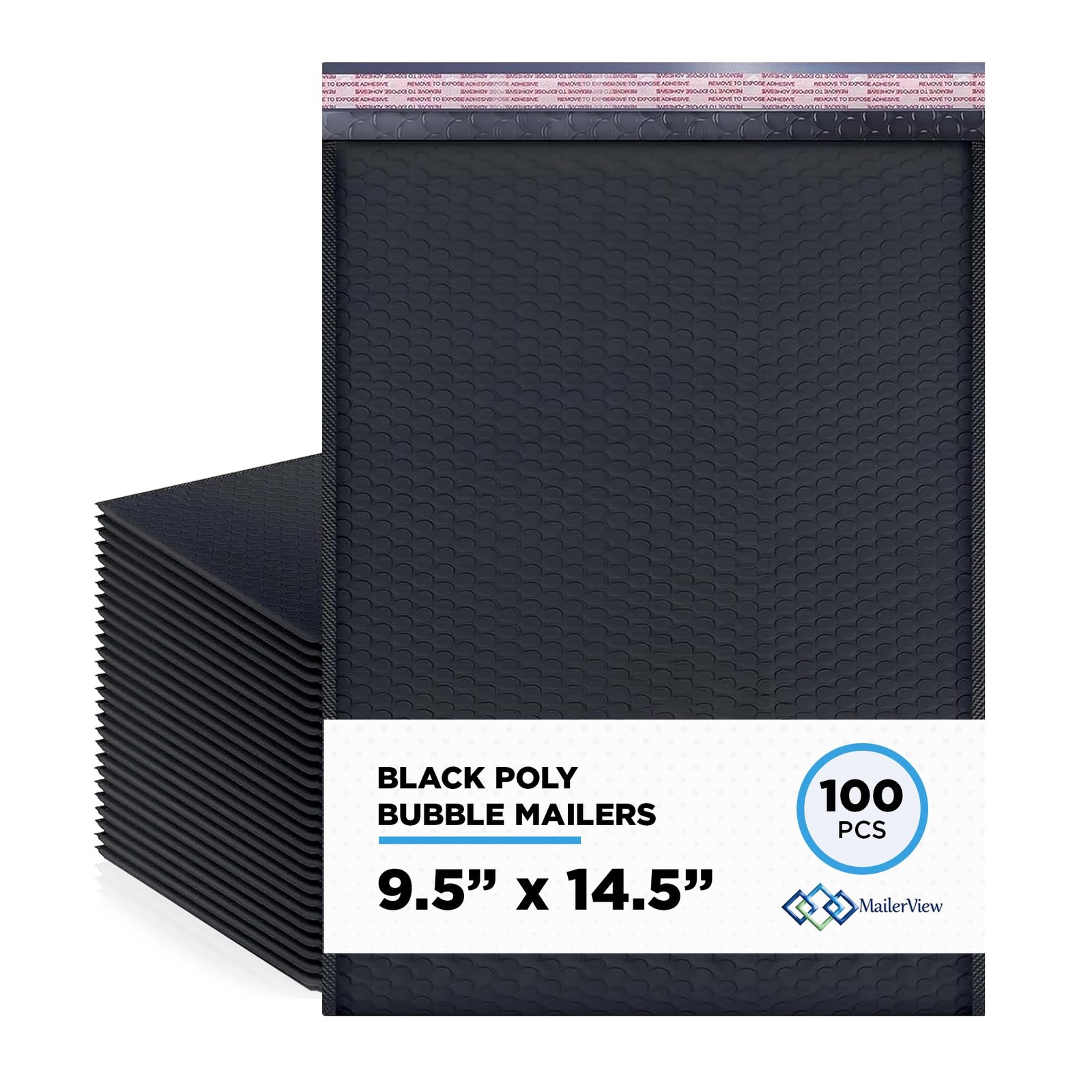Black Bubble Mailers 9.5x14.5 Self Seal Poly Padded Envelopes #4, 100 Pack
