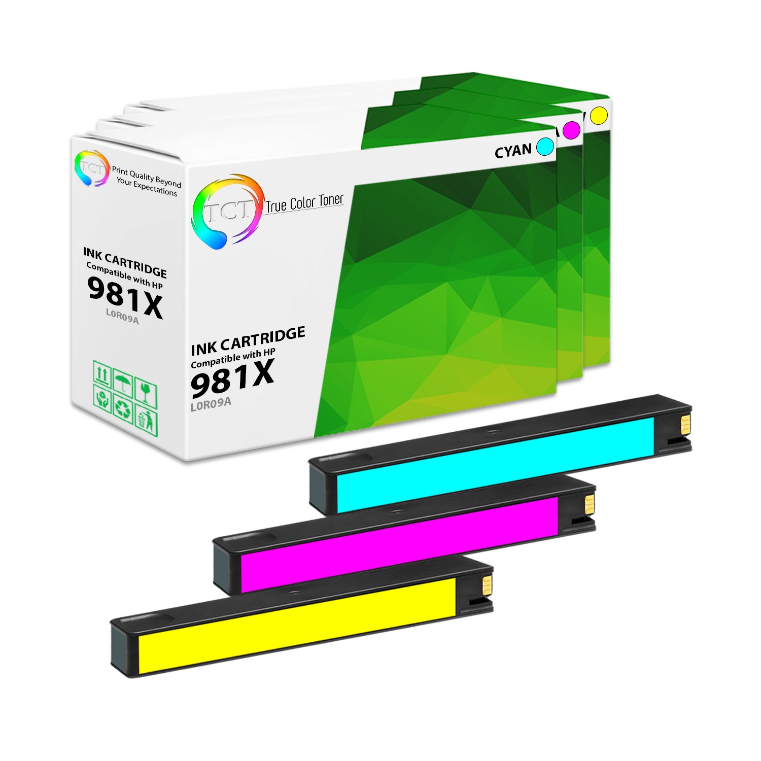 3Pk TCT 981X HY Combo For HP PageWide 586dn 586f 556dn 556xh 586z Compatible Ink
