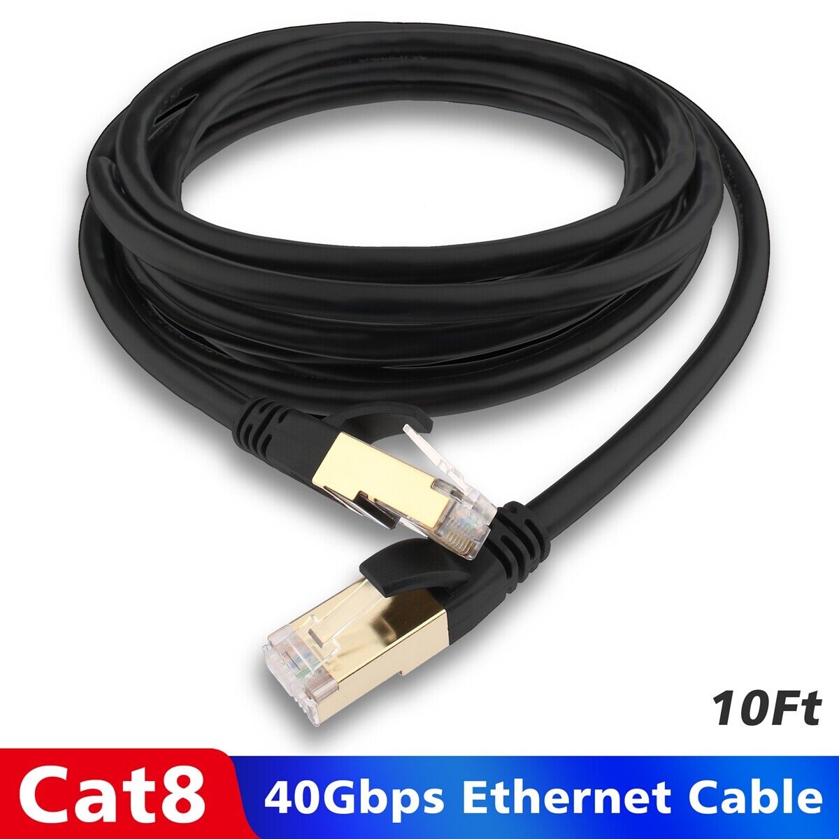 Cat 8 Ethernet, Patch & Network Cable - 10FT - for Max Internet Speed, STP 26AWG