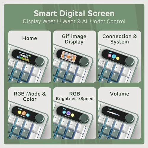 CLAY-GREEN - RK ROYAL KLUDGE MECHANICAL KEYBOARD W/SMART DISPLAY & KNOB, TOP