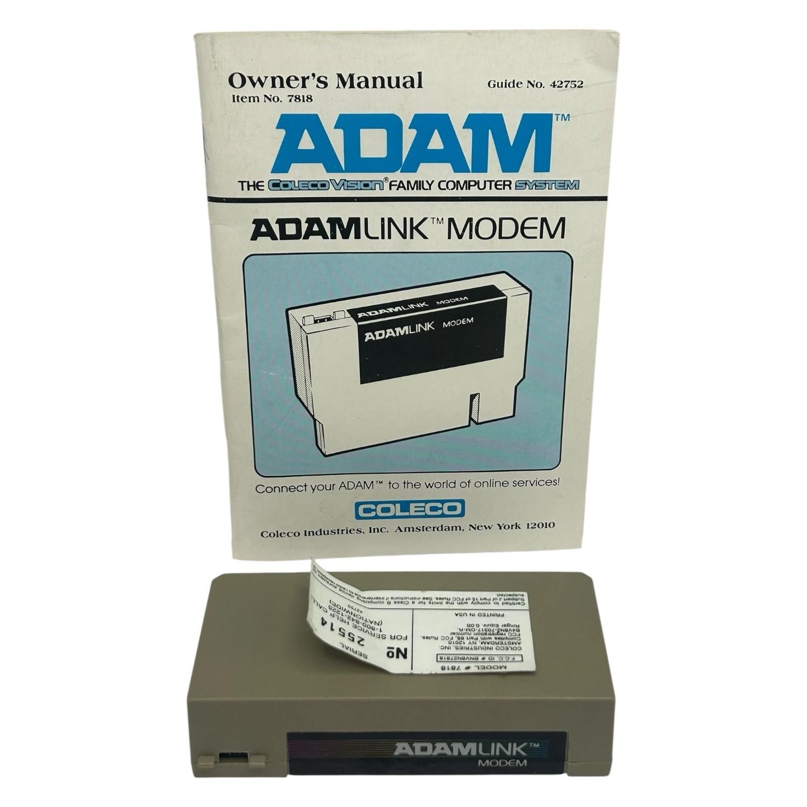 Coleco Vision Adam Link Modem Model With Manual #7818 - 1984 Untested Vintage