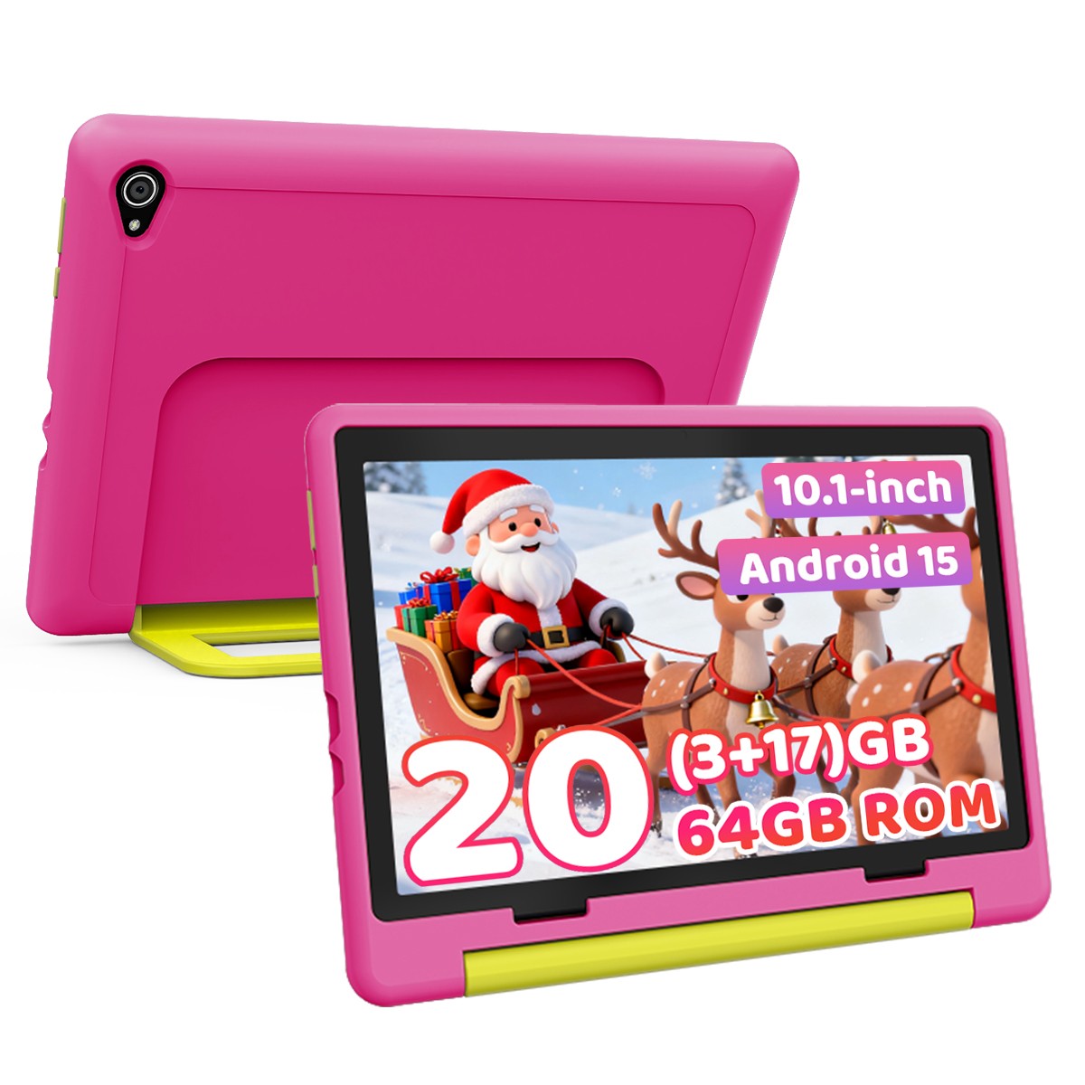 Urao Kids Tablet 10.1 inch Android 15 Tablets for kids 3-12 64GB with Shockproof