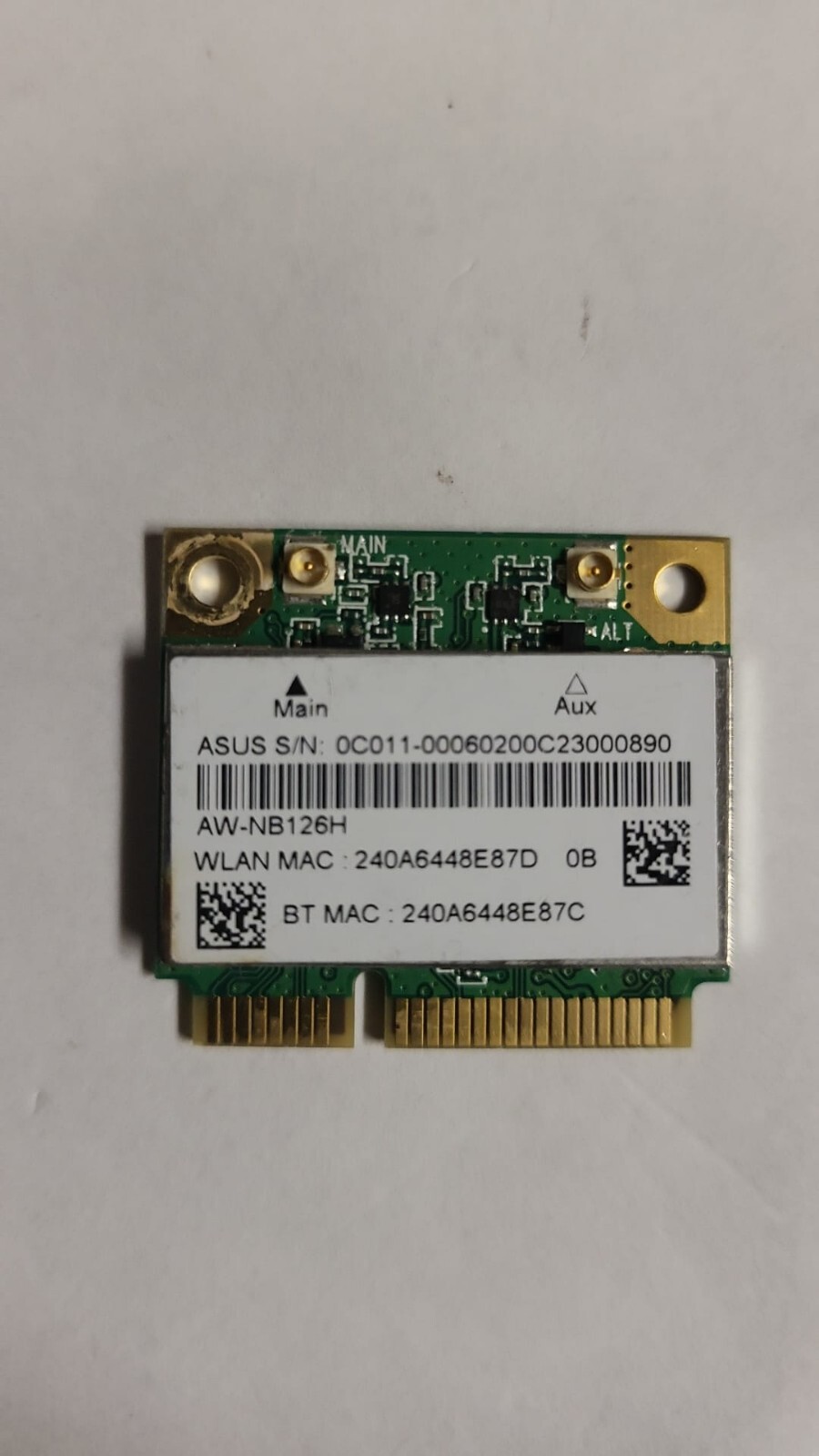 ASUS AW-NB126H ATHEROS AR5B225 ADVANCED-N MINI-PCIE WIFI W/BLUETOOTH CARD - NEW.