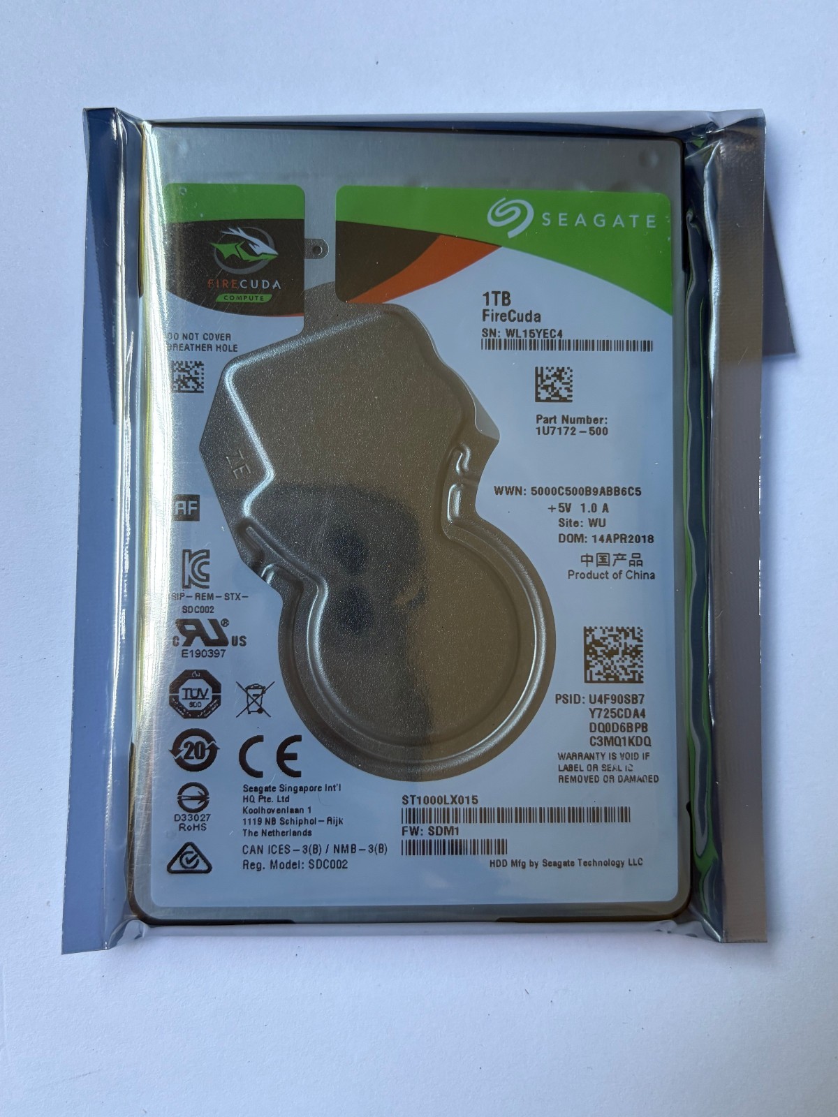 Seagate FireCuda ST1000LX015 1TB 7mm Interna 2.5" SATA Hybrid hard drive SSHD