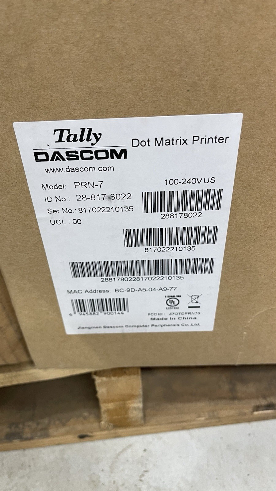 Tally Dascom PRN7 Dot Matrix Printer New Open Box
