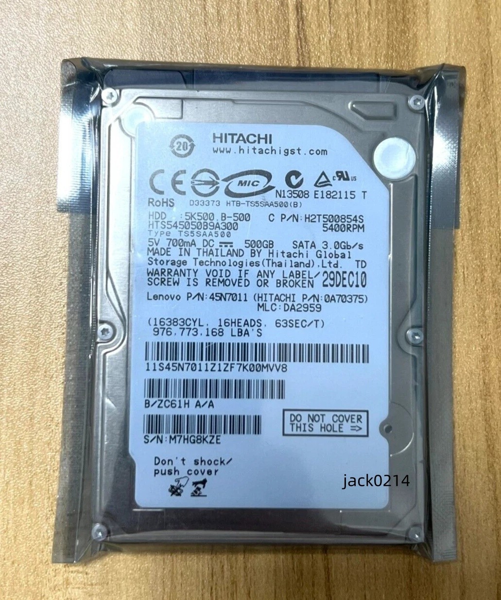 Hitachi 5K500.B HTS545050B9A300 500GB Internal 5400RPM 2.5" SATA Hard Driv