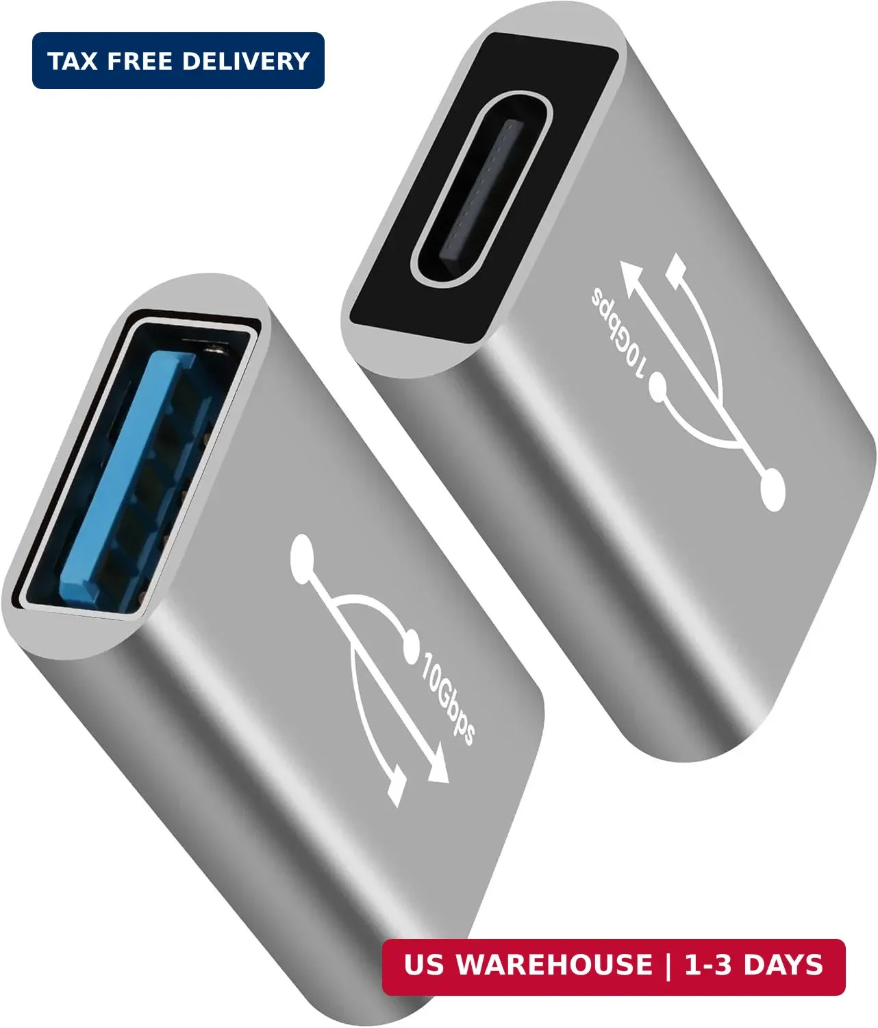 USB 3.0 to USB C 3.1 Adapter 2 Pack,10Gbps Double Sided Data Transfer, Bi-Direct