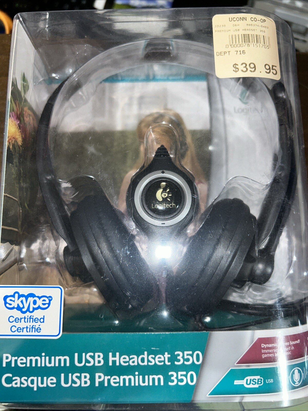Logitech Premium USB 350 Headset w/Noise Canceling & Microphone NEW