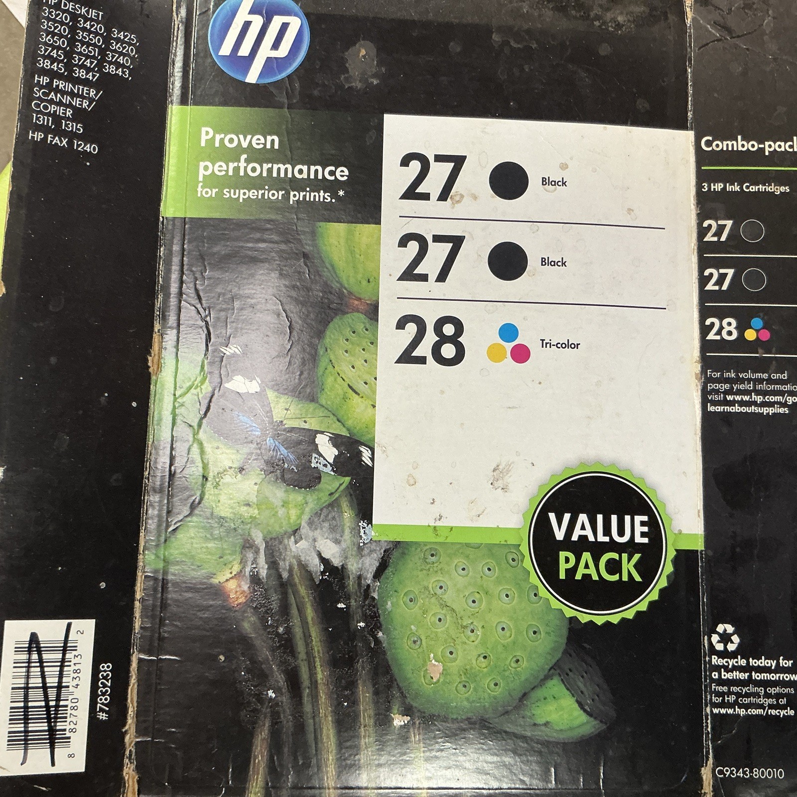 GENUINE HP COMBO PACK (2) 27 BLACK & (1) 28 TRI-COLOR NEW SEALED