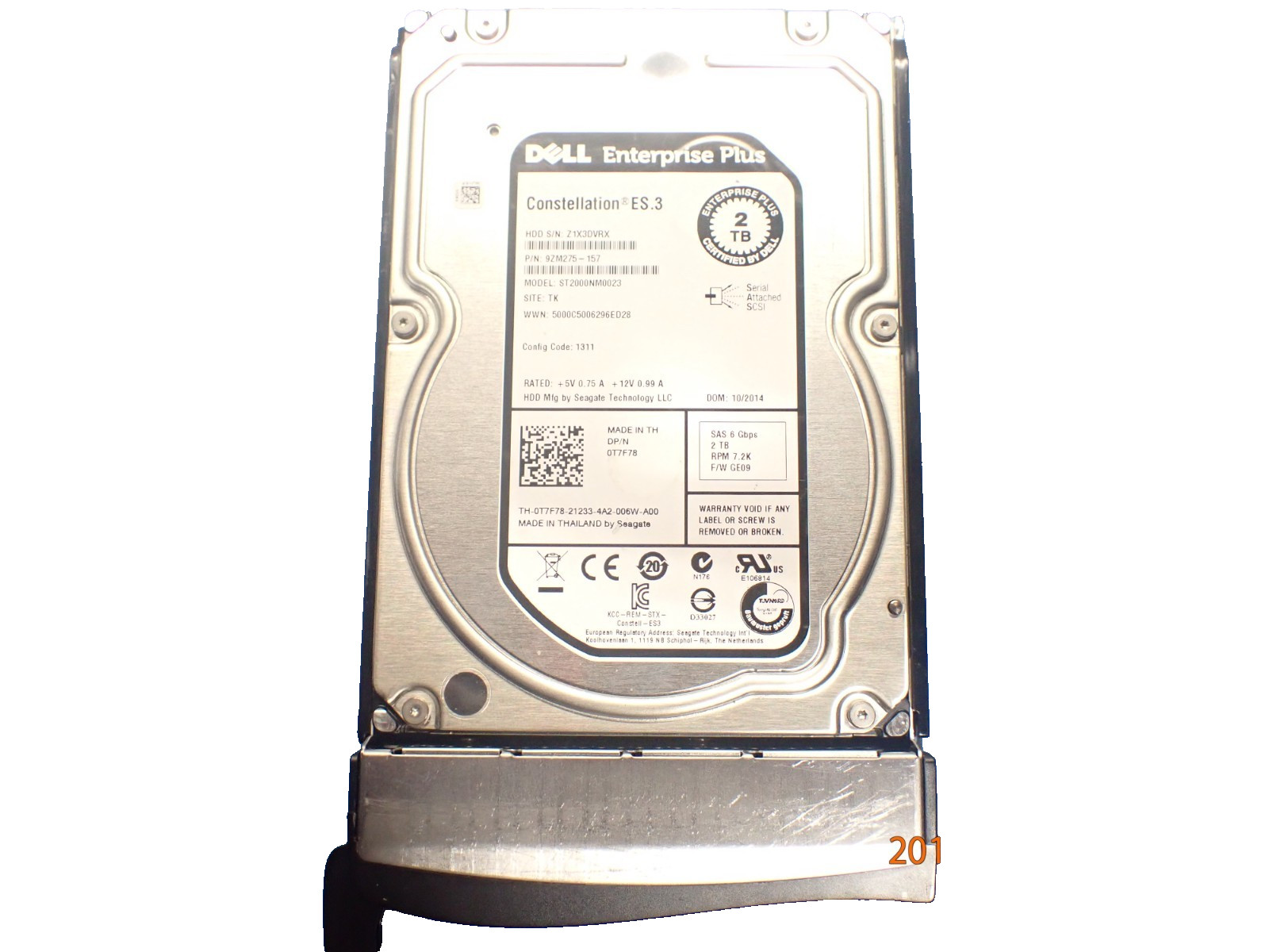 Dell 0T7F78 2TB 3.5" 7.2K 6G SAS LFF HDD Internal Hard Disk Drives 