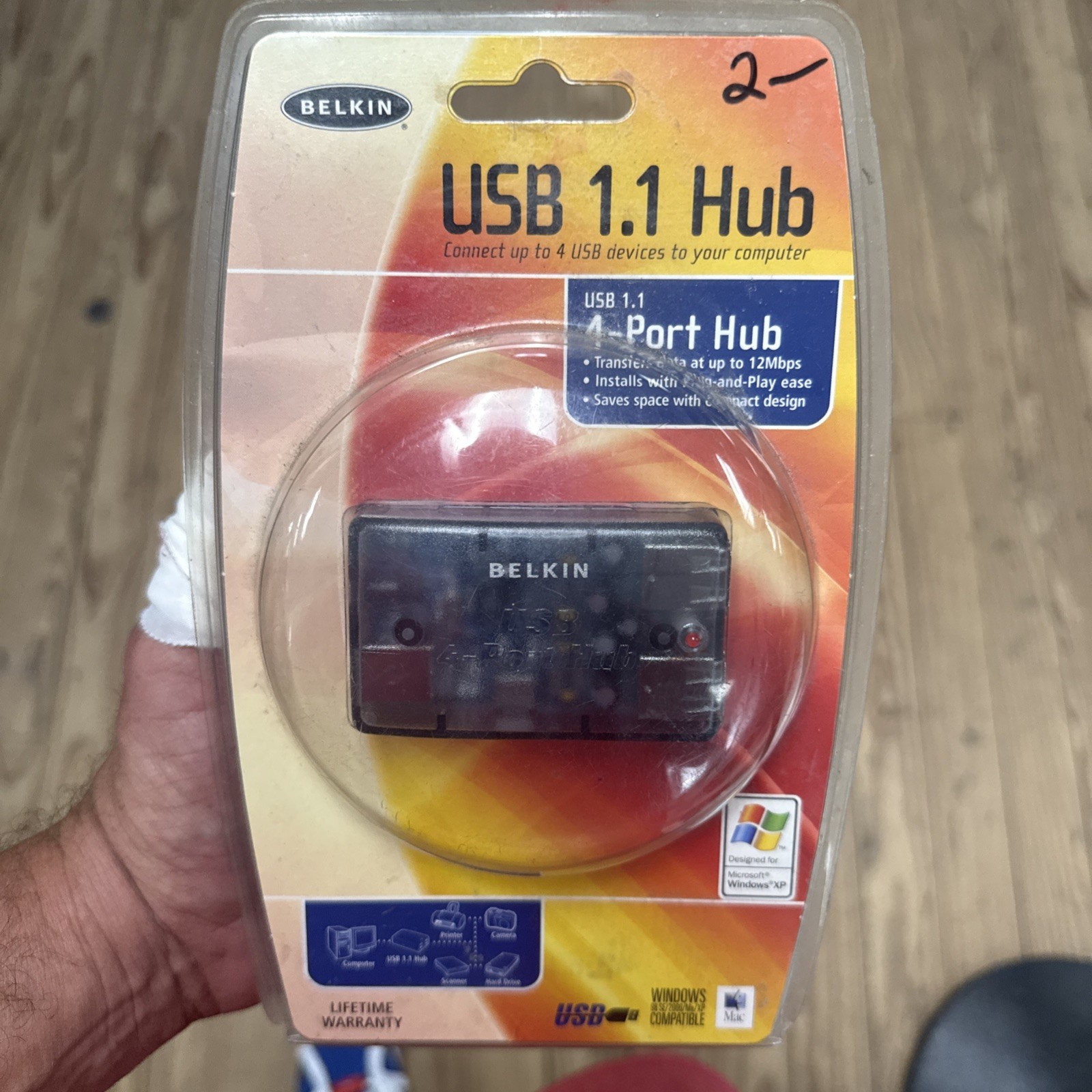 Belkin Vintage USB 4 Port Hub Clear Sleeves PC New Y2K 2003 Retro Mac Windows