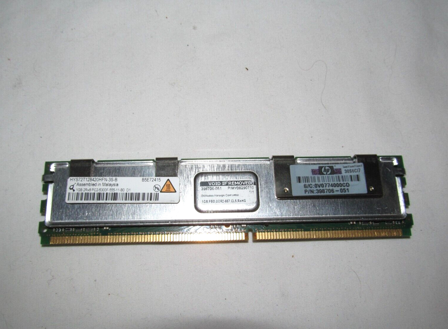 HP 1GB PC2-5300F-555-11-B0 Memory HYS72T128420FN-3S-B