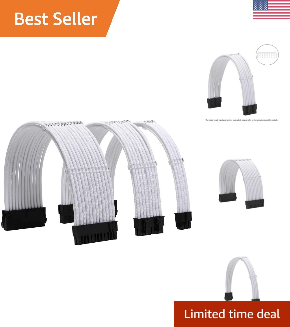 Braided 24-Pin ATX and PCI-E 8-P Sleeve Extension Cable for Neat PC Setup