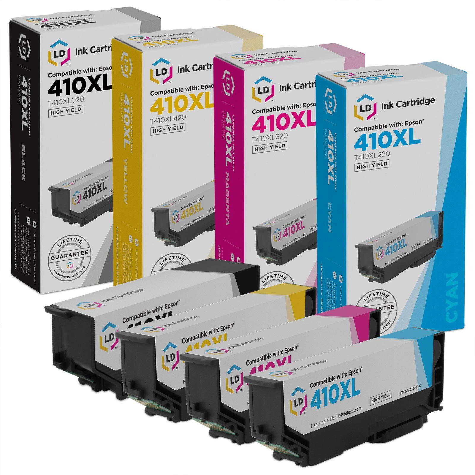 Reman Ink Replacements for Epson 410XL HY (1 Blk, 1 C, 1 M, 1 Y, 4-Pk)