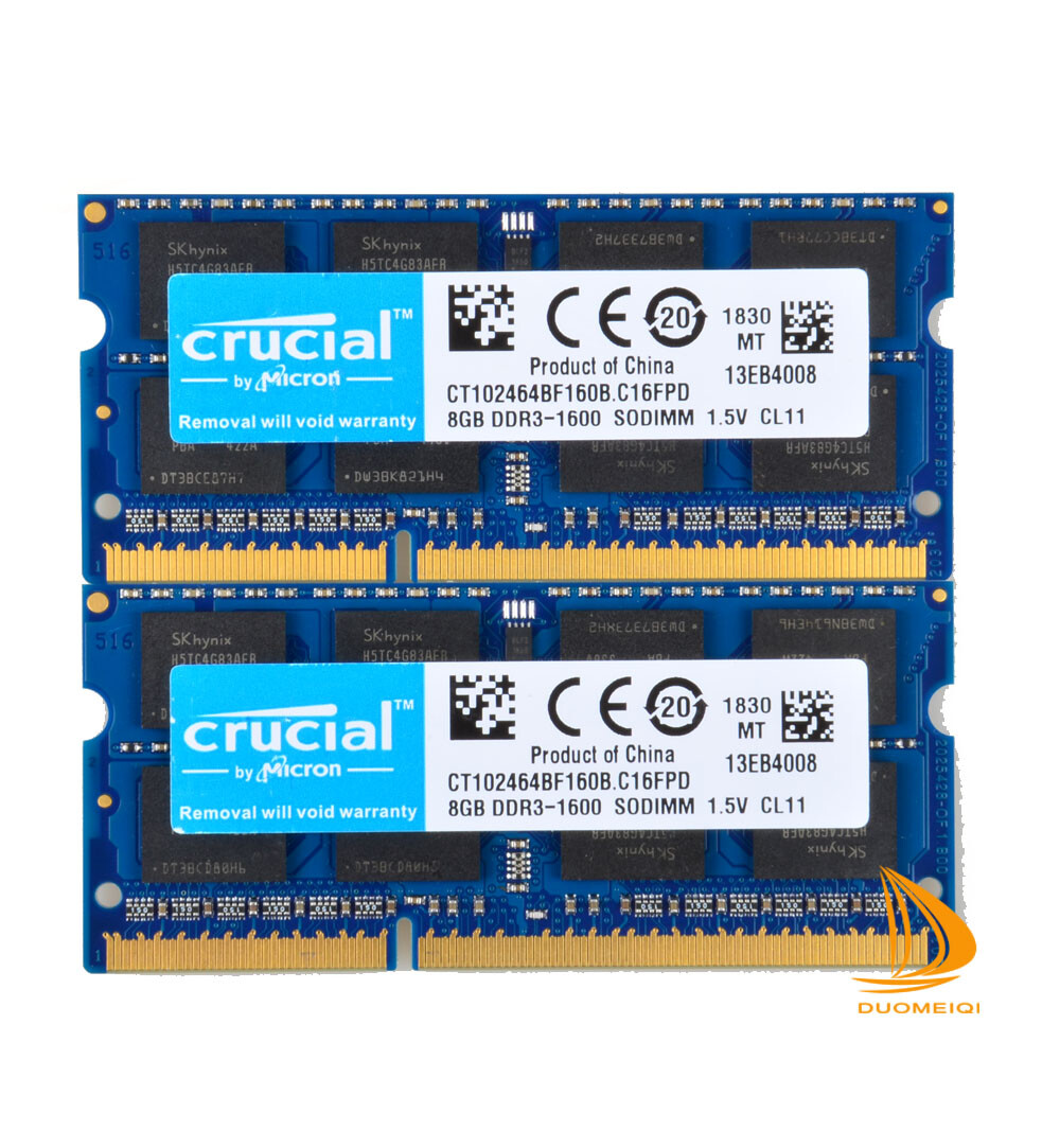 Crucial 2x 8GB 2Rx8 PC3-12800S DDR3-1600Mhz SODIMM Laptop Memory RAM 204Pin 16GB
