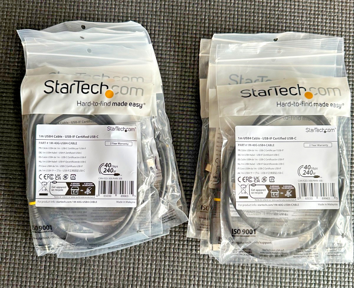 Lot of 10 StarTech 1M-40G-USB4-CABLE USB-C USB4 40Gbps 240W 1m Cables NEW