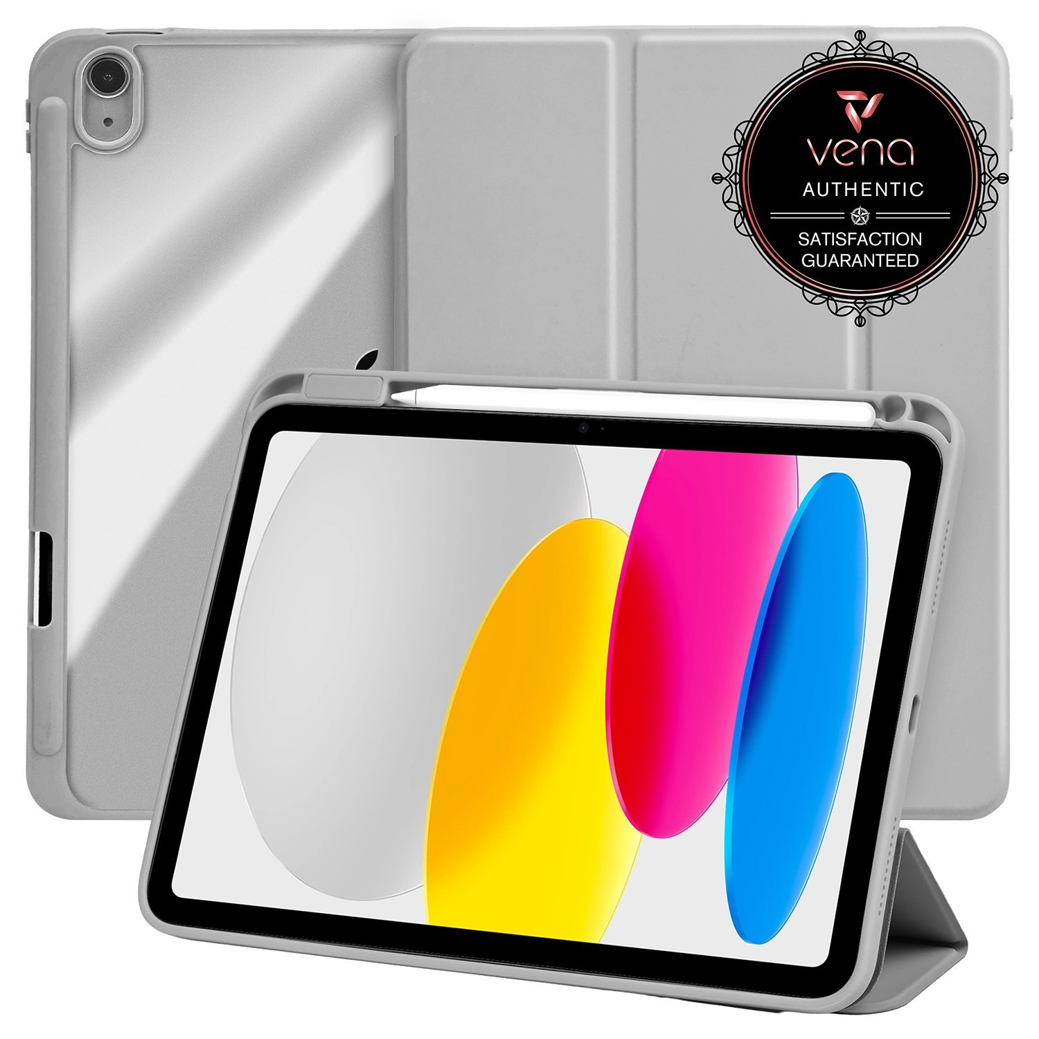 Vena For Apple iPad A16 Case Clear, iPad 10th Generation Case Trifold Stand