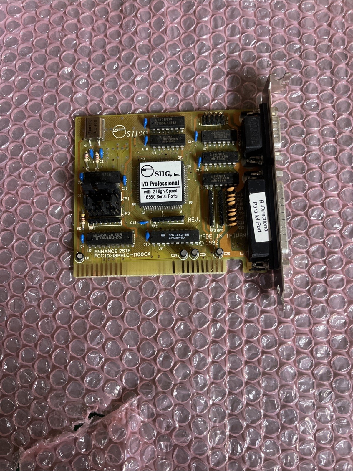 Vintage 1992 SIIG I/O Professional ISA Card 2x 16550 Serial, Bi-Directional Port
