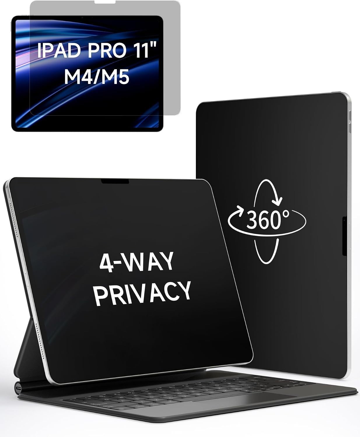 360° Privacy Matte Screen Protector for iPad Pro 11 inch, Anti Spy Glare