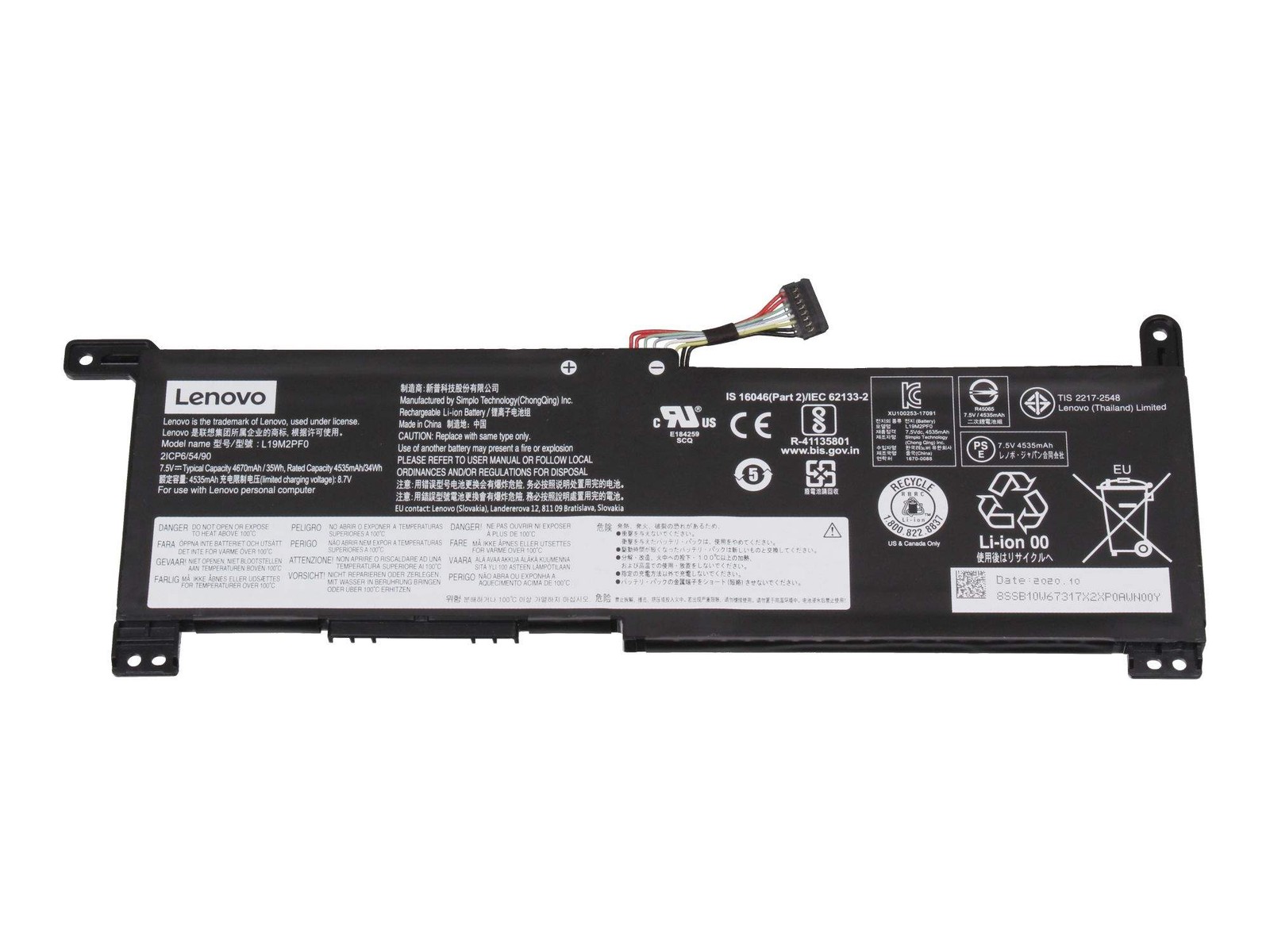 Lenovo 320 SP/A L19M2PF0 7.5V35Wh2cellbty 5B10V25257 Battery 4,670mAh ~D~