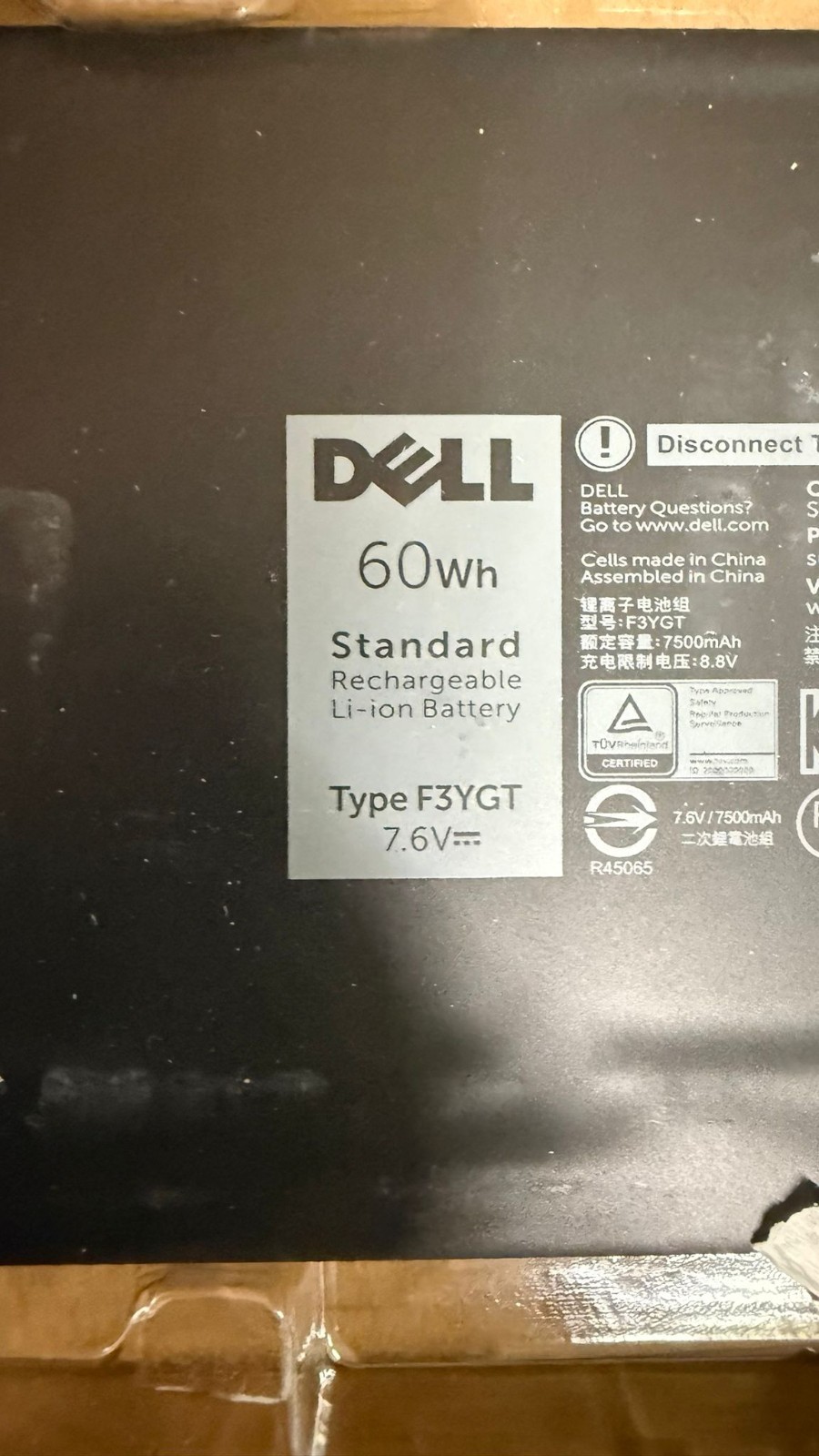Lot Of 5 Genuine 60Wh F3YGT Battery For Dell Latitude 7280 7480 7380 7290 7490