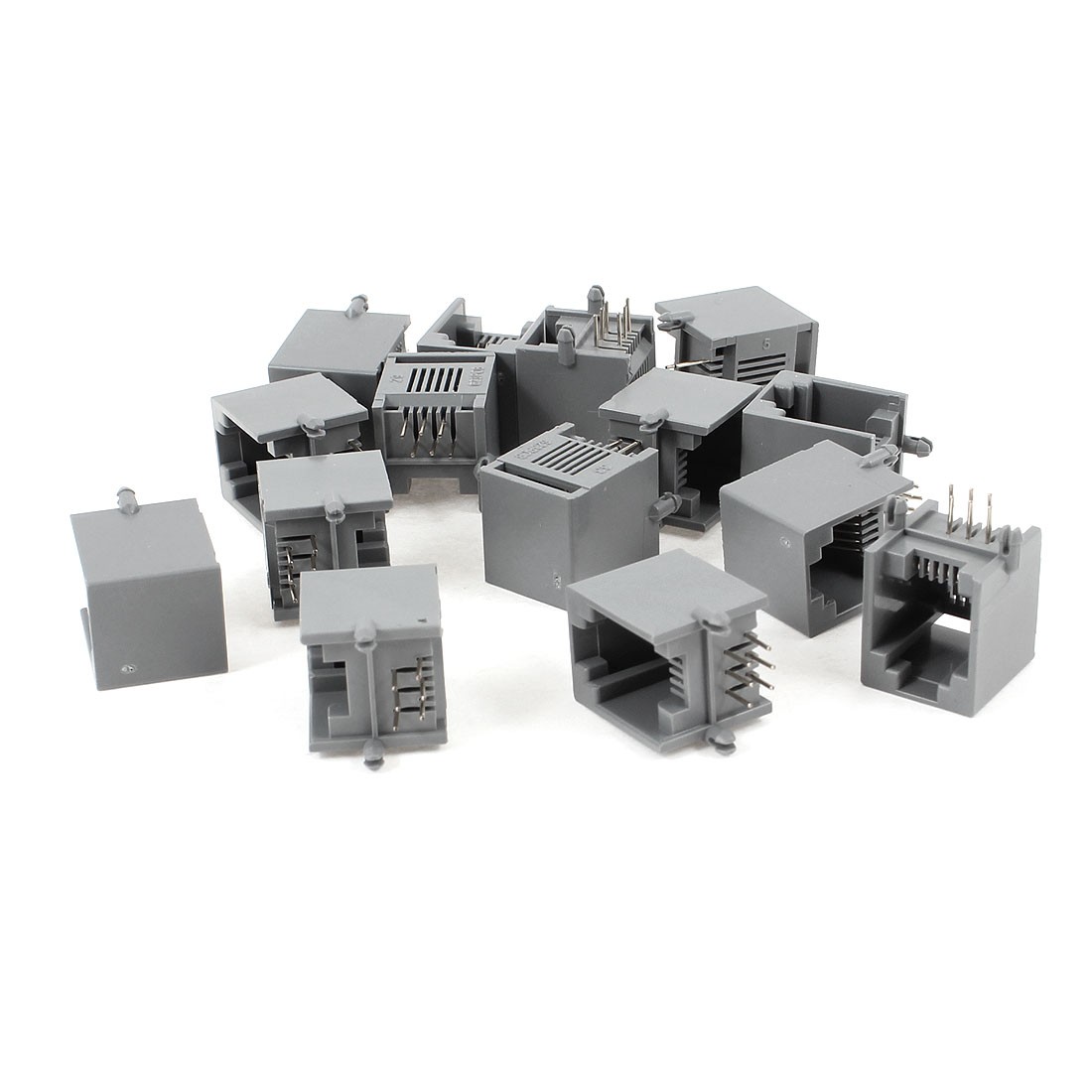 15 Pcs RJ12 6P6C Network Modular PCB Connector Jacks Black Gray