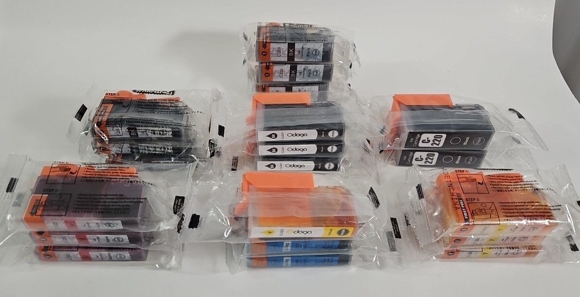 Lot Of 20 Aftermarket CANON 220 221BK 221C 221M 221Y INK CARTRIDGES Sealed