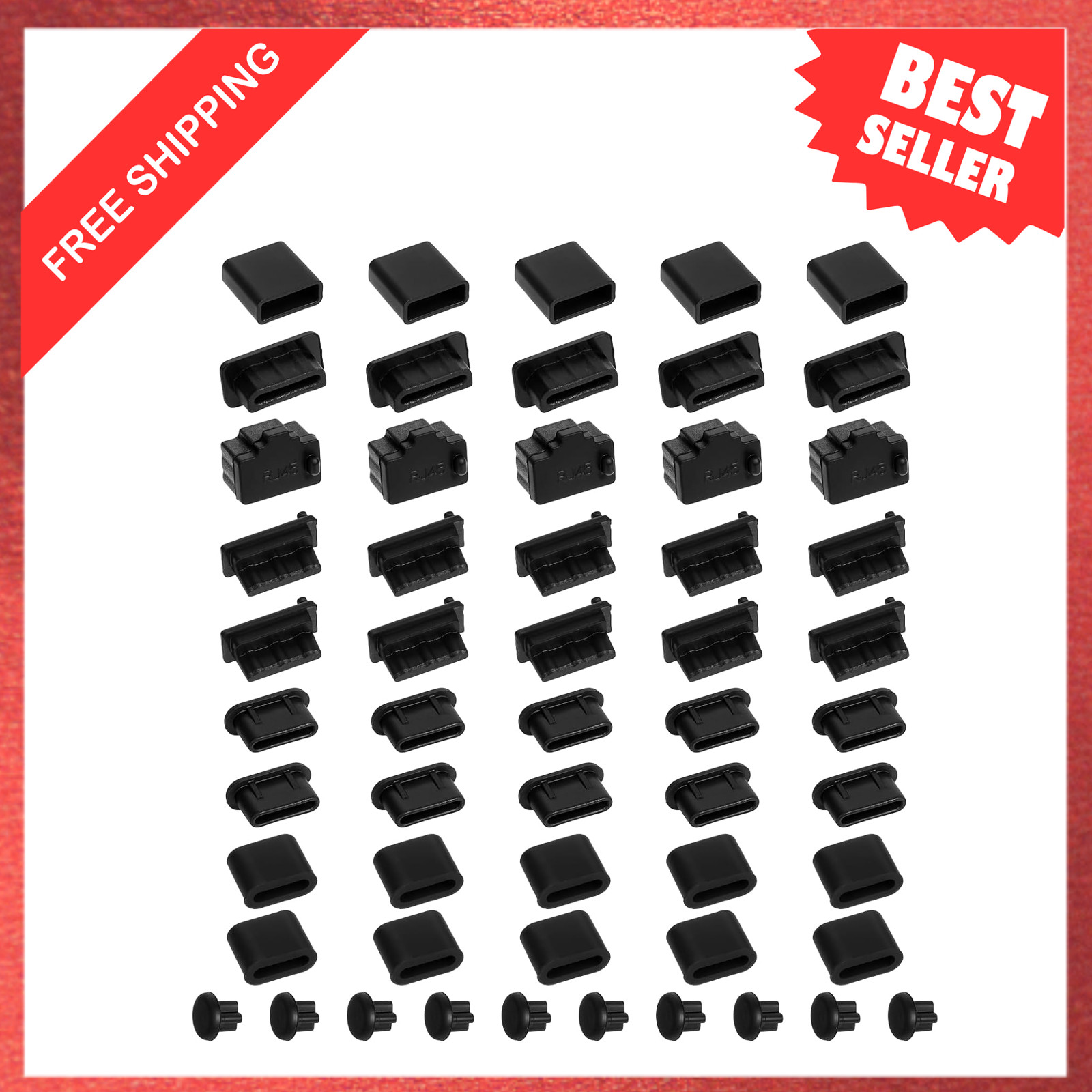 55 Pcs USB Port Covers Silicone Dust Plug Protectors for USB C USB A 3.5mm