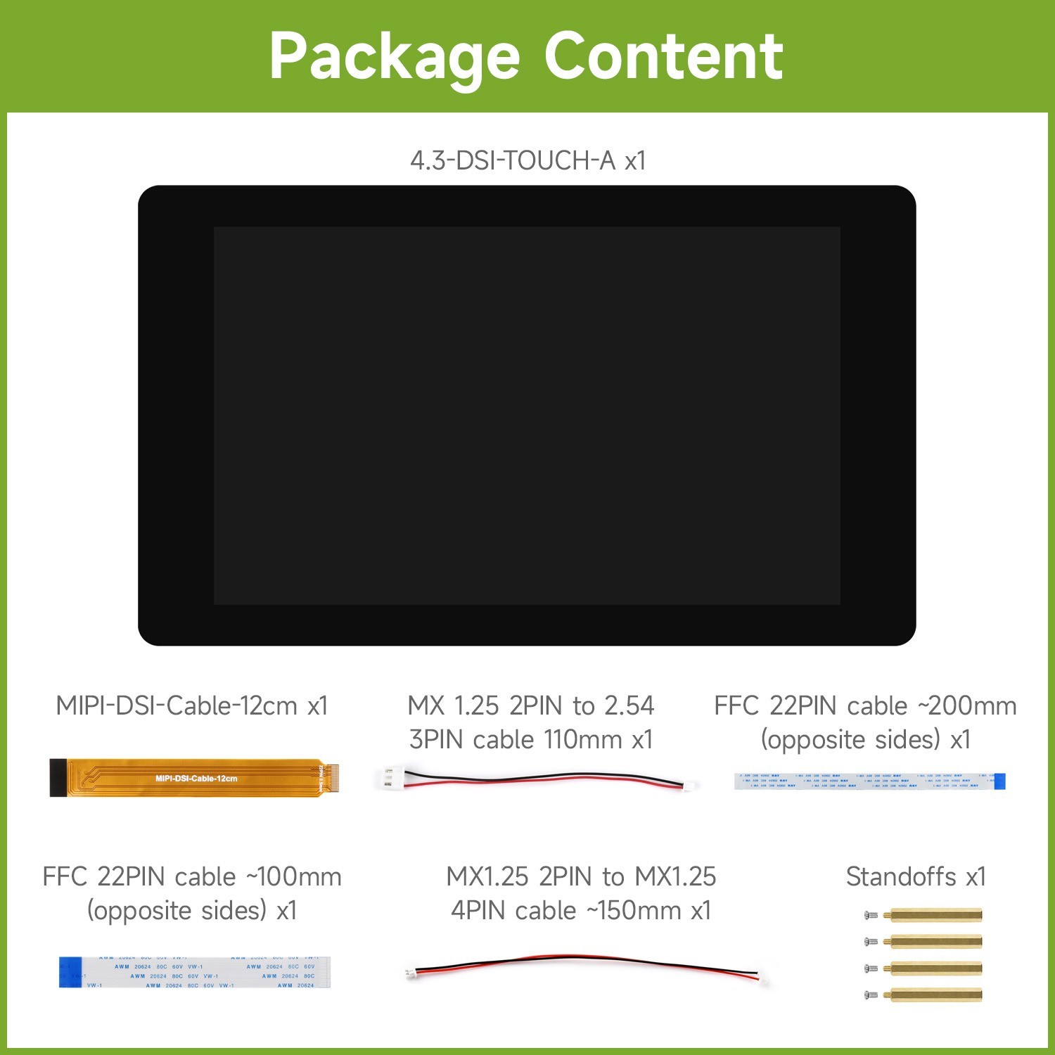 Waveshare 4 / 4.3inch DSI Capacitive Touch Display, 480×800, IPS Display Pane