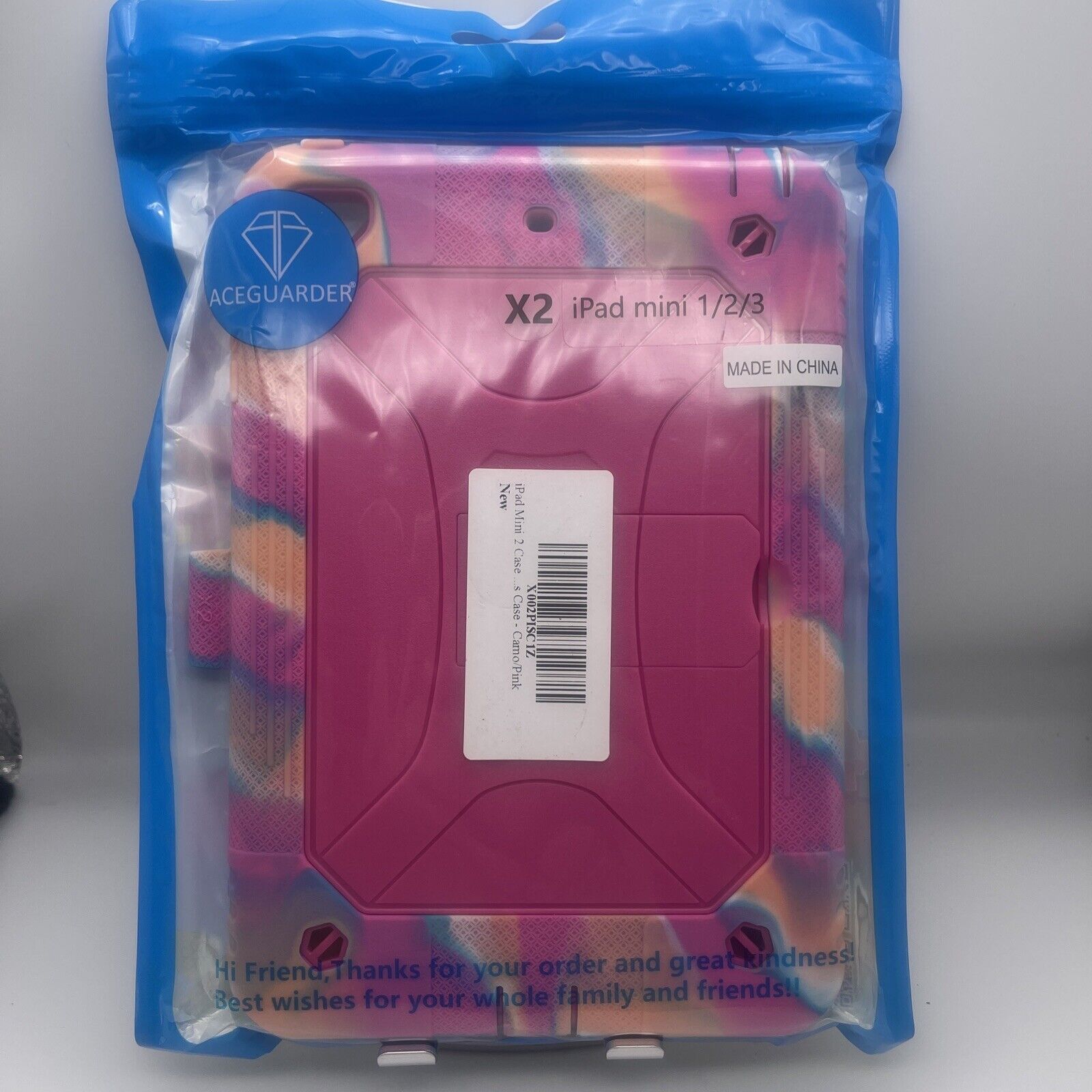 Aceguarder iPad Mini Case 1,2,3  Three Layer Heavy Duty Shockproof, Camo/ Pink