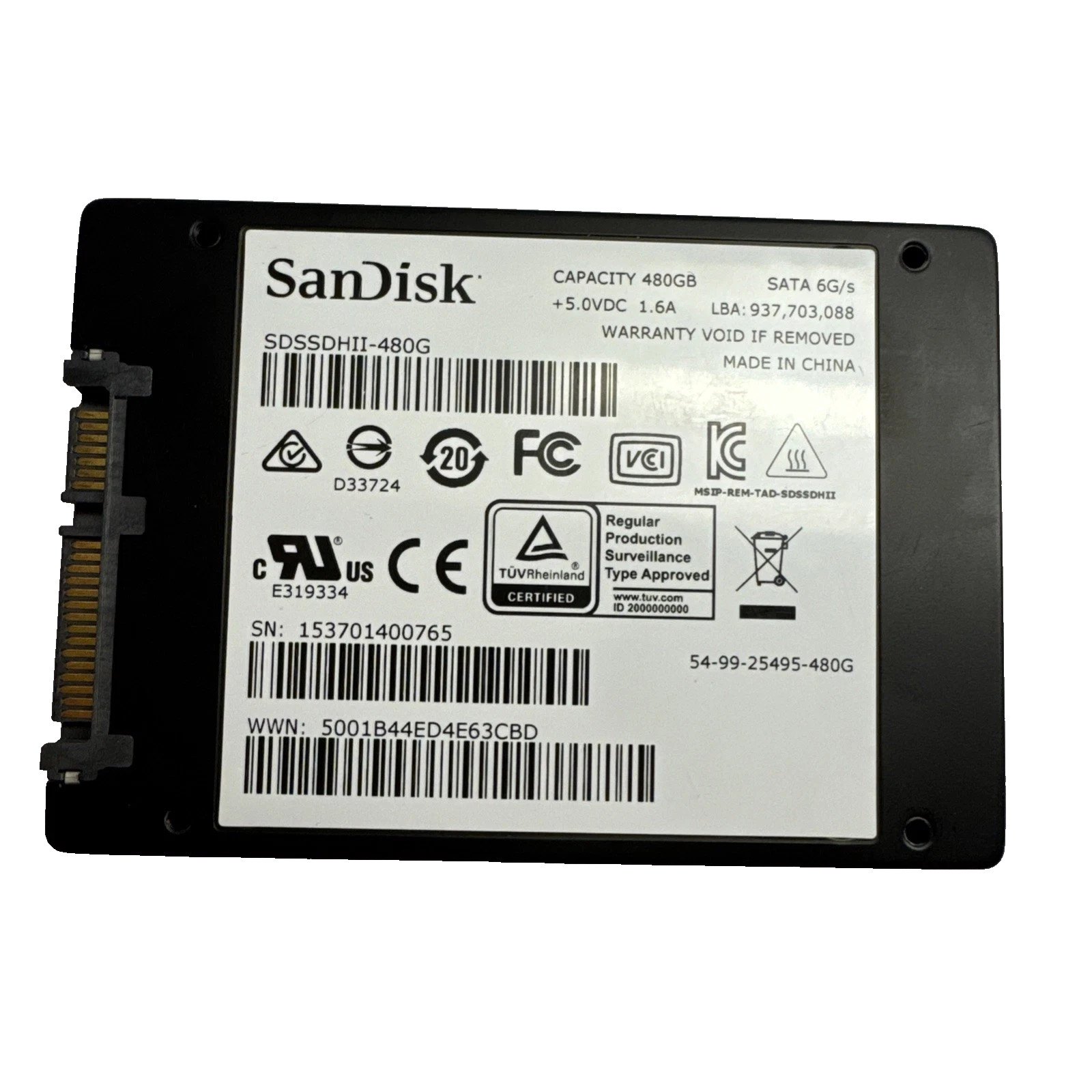 SanDisk- SDSSDHII-480GB, 480GB 2.5-inch Internal SSD Drive. Formatted and Tested
