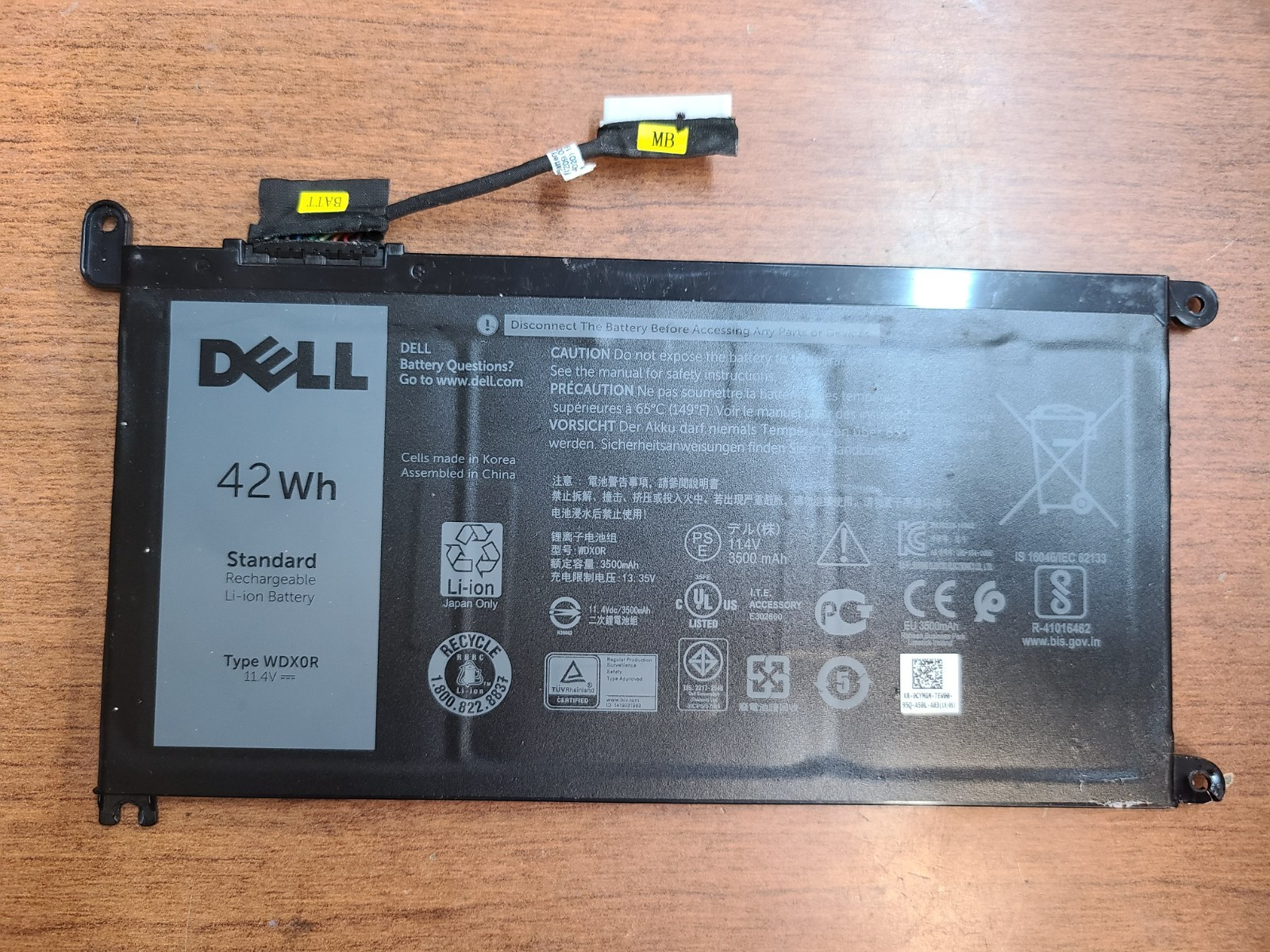 ORIGINAL DELL 15 7586 15 7000 P76F 15.6" BATTERY W CABLE 42Wh 11.4V CYMGM WDX0R