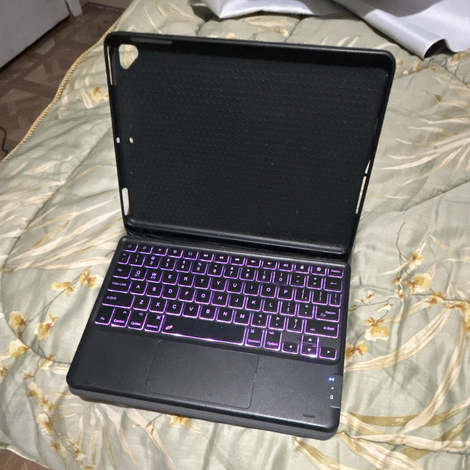 Black Rigid Plastic Keyboard Folio Case with Backlit Keys & Integrated Stand