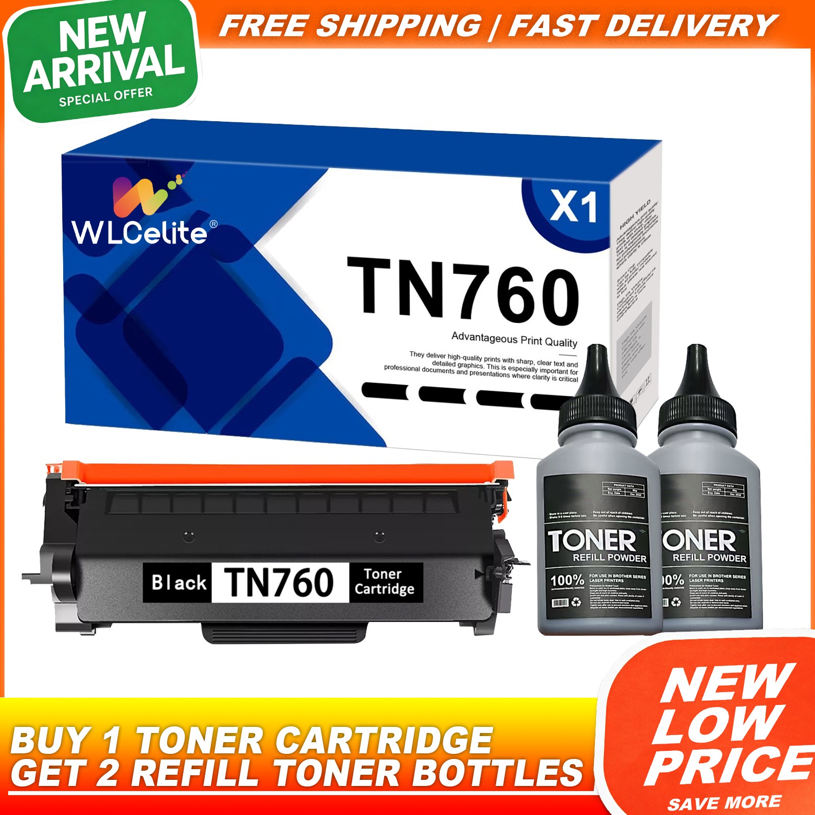 Easy Refill TN760 For Brother Toner Cartridge HL-L2325DW HL-L2350DWHL-L2395DW