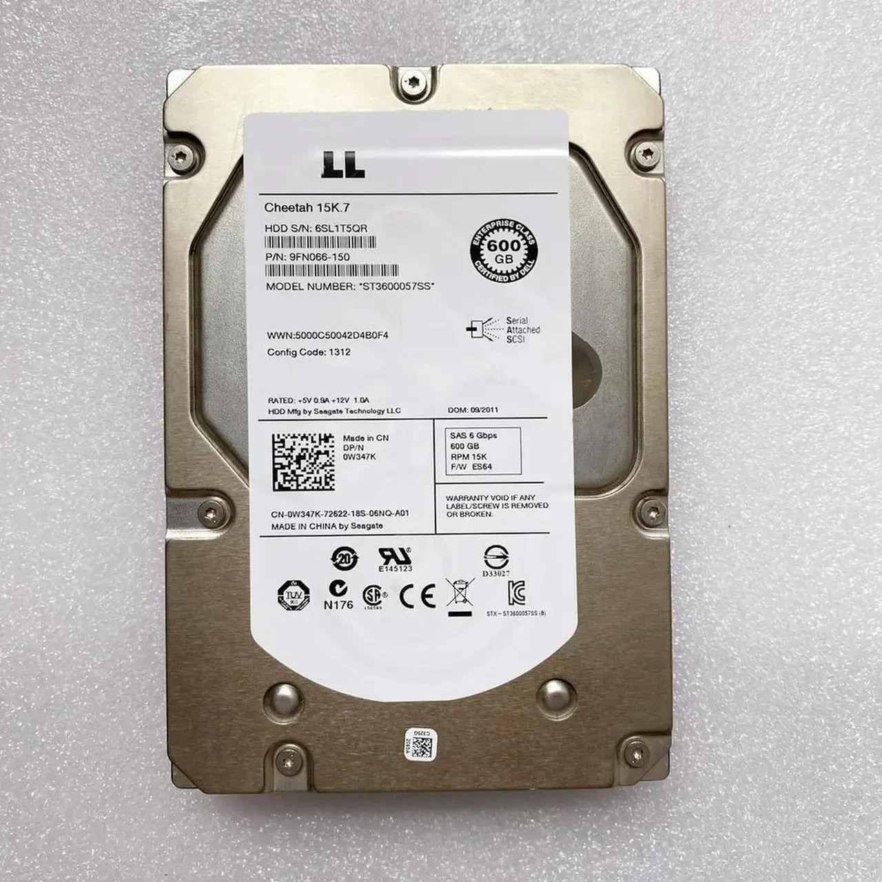 Dell Cheetah 15K.7 ST3600057SS 600GB 15KRPM SAS 6Gbps 3.5" Hard Drive HDD 0W347K