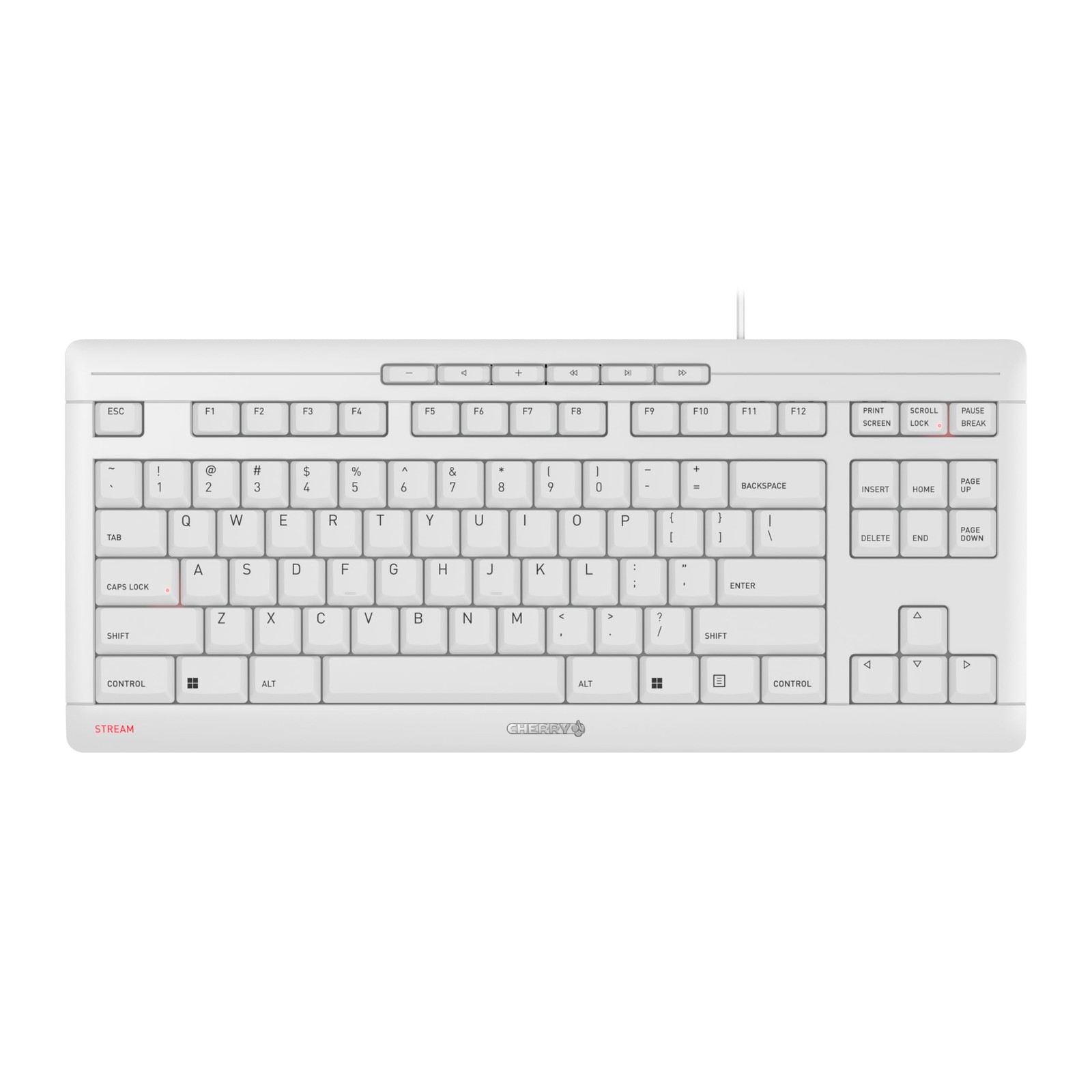 Cherry Stream Keyboard TKL, Wired Without Number Pad, Compact, White