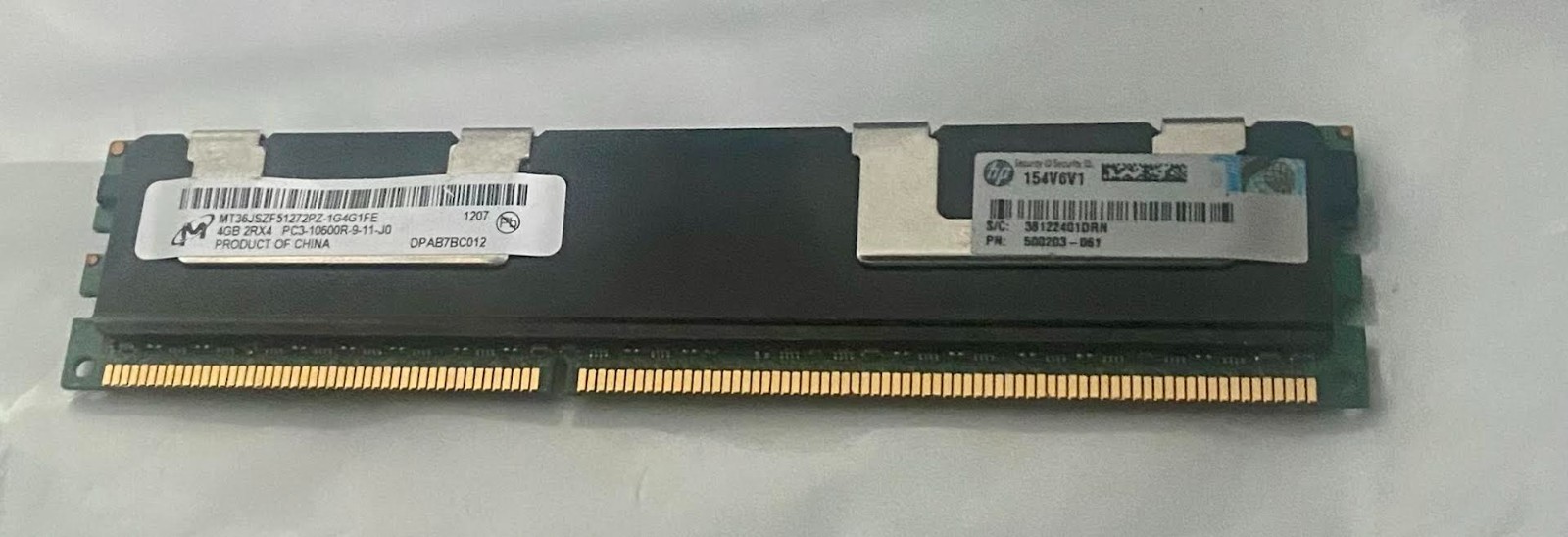 Micron 4GB 2Rx4 PC3-10600R-9-11-J0 ECC REG Server Memory MT36JSZF51272PZ-1G4G1FE