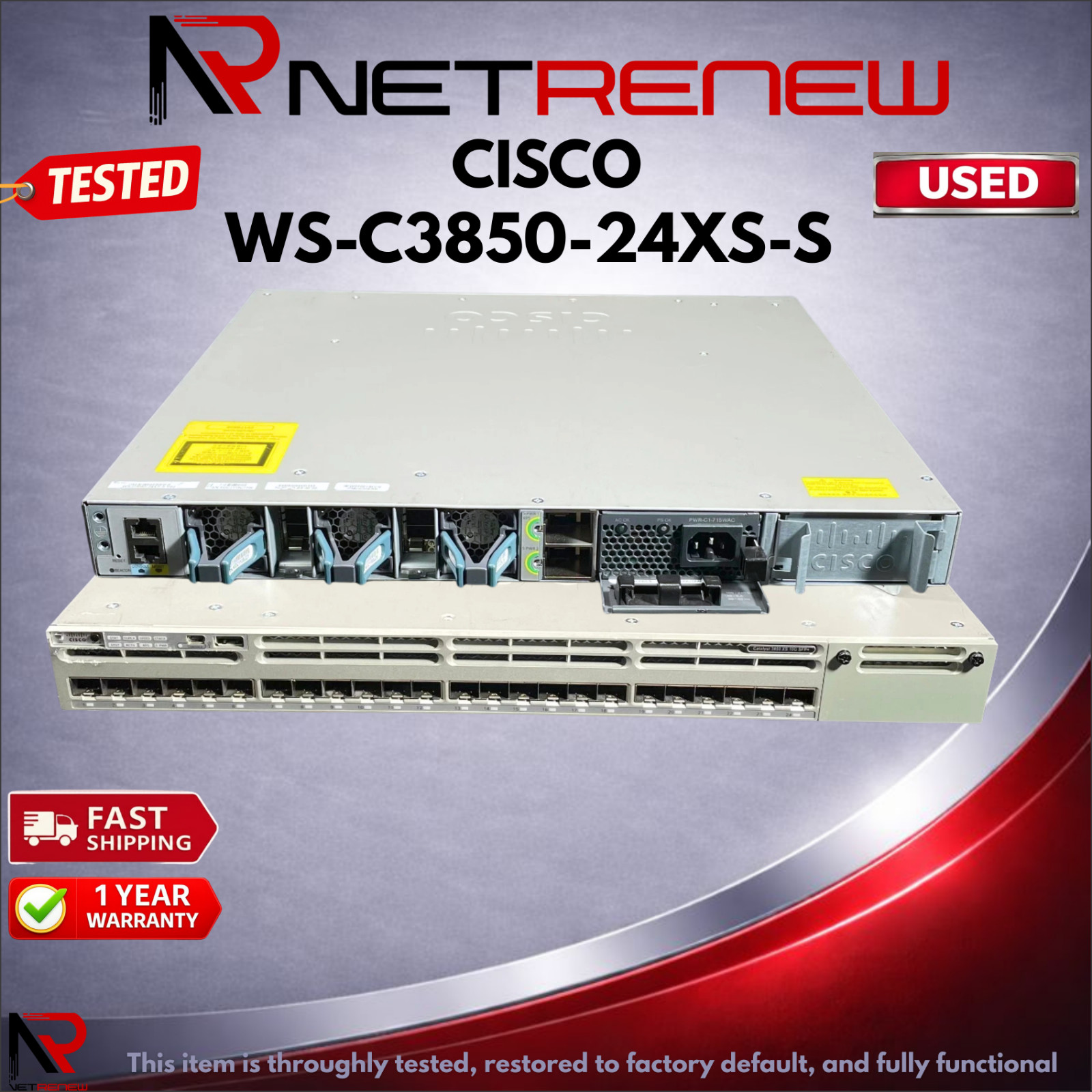 Cisco WS-C3850-24XS-S Catalyst 3850 24-Port 10G SFP+ Ethernet Switch
