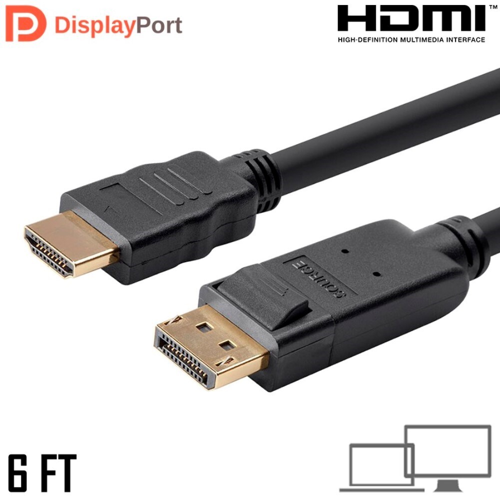 6FT DisplayPort DP 1.2a to HDMI Cable 4K 60Hz HDTV 3D 1080p MacBook Monitor